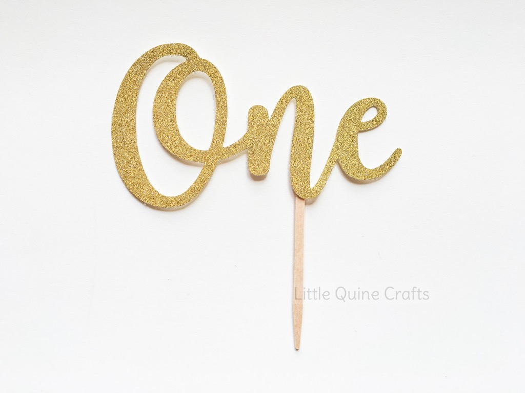 1 Pc ONE Script Fonts Silver Gold Glitter Birthday Cake Topper