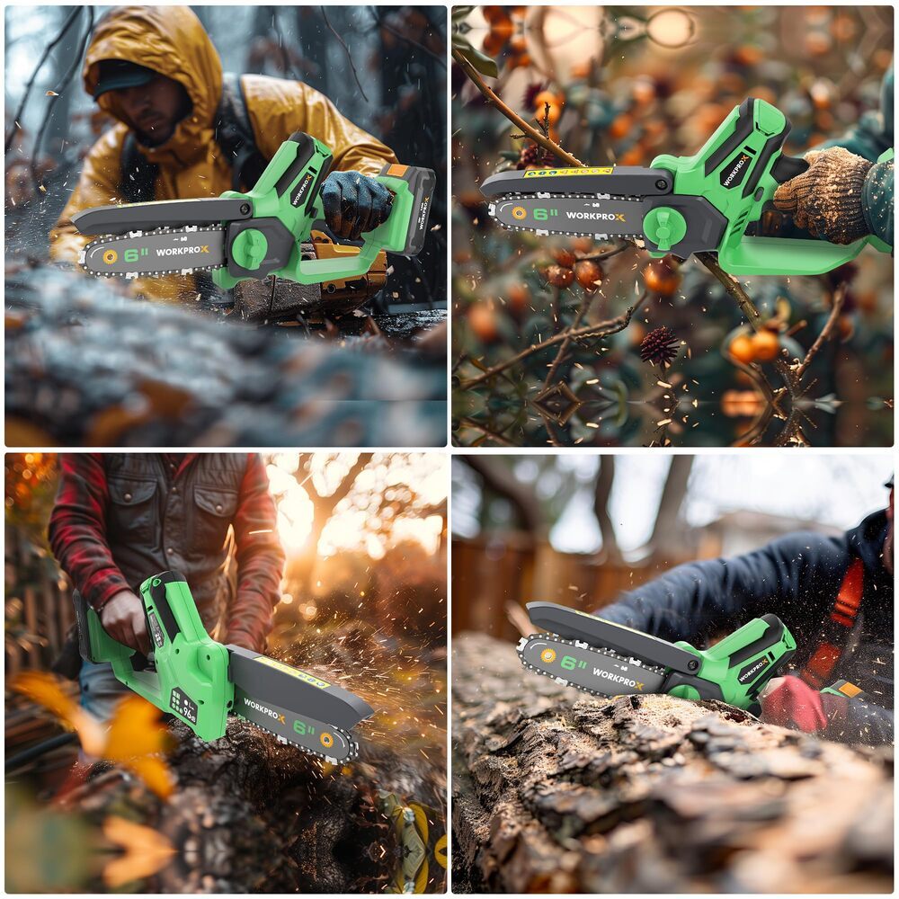 WORKPROX 20V 2.0Ah Cordless 6-inch Mini Chainsaw Electric Chain Saw Pruning Saws