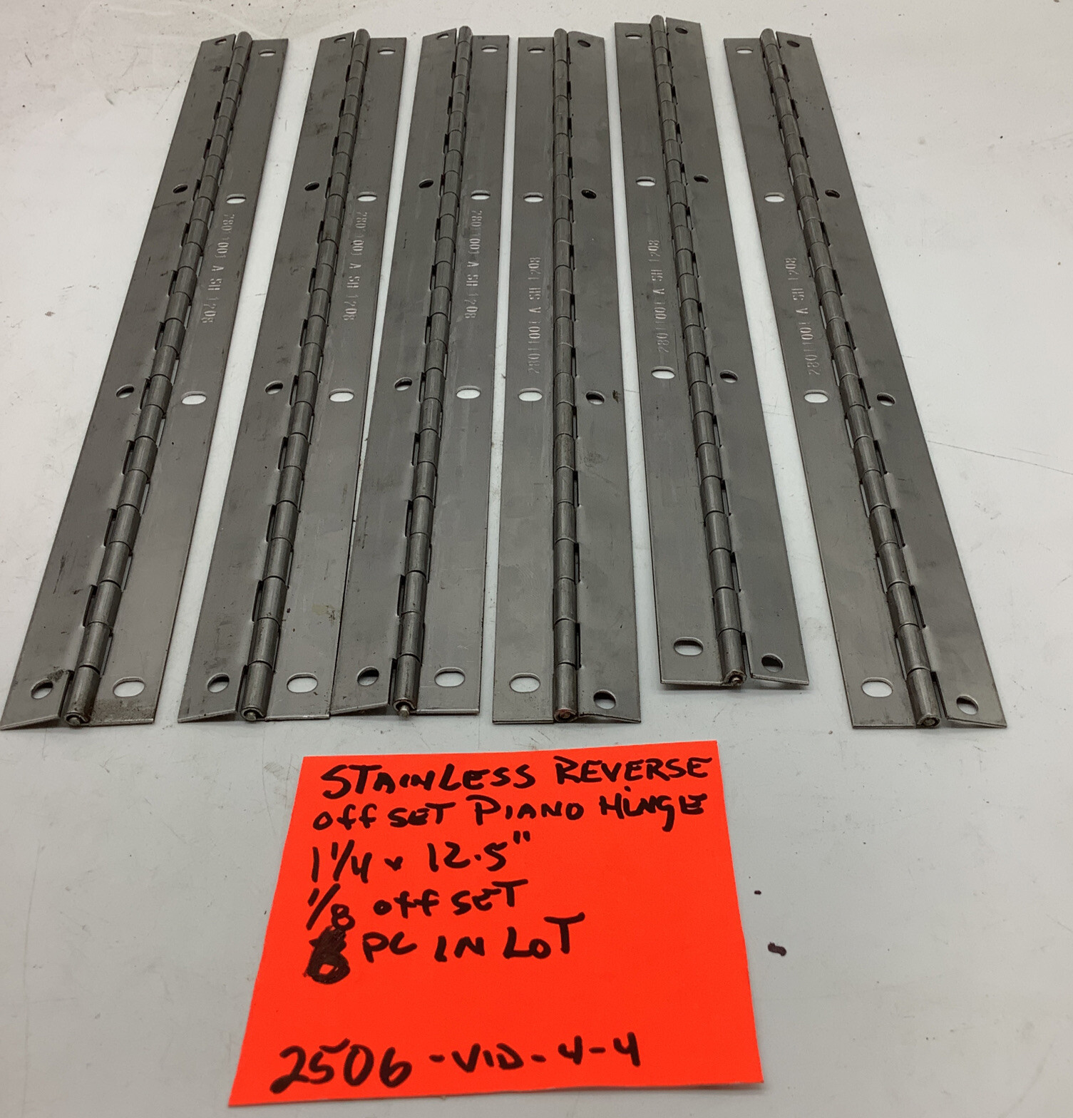 Piano hinges Stainless Steel, offset, 1 1/4” x 12 1/2”(6 pc in Lot) 2506- vid4-4
