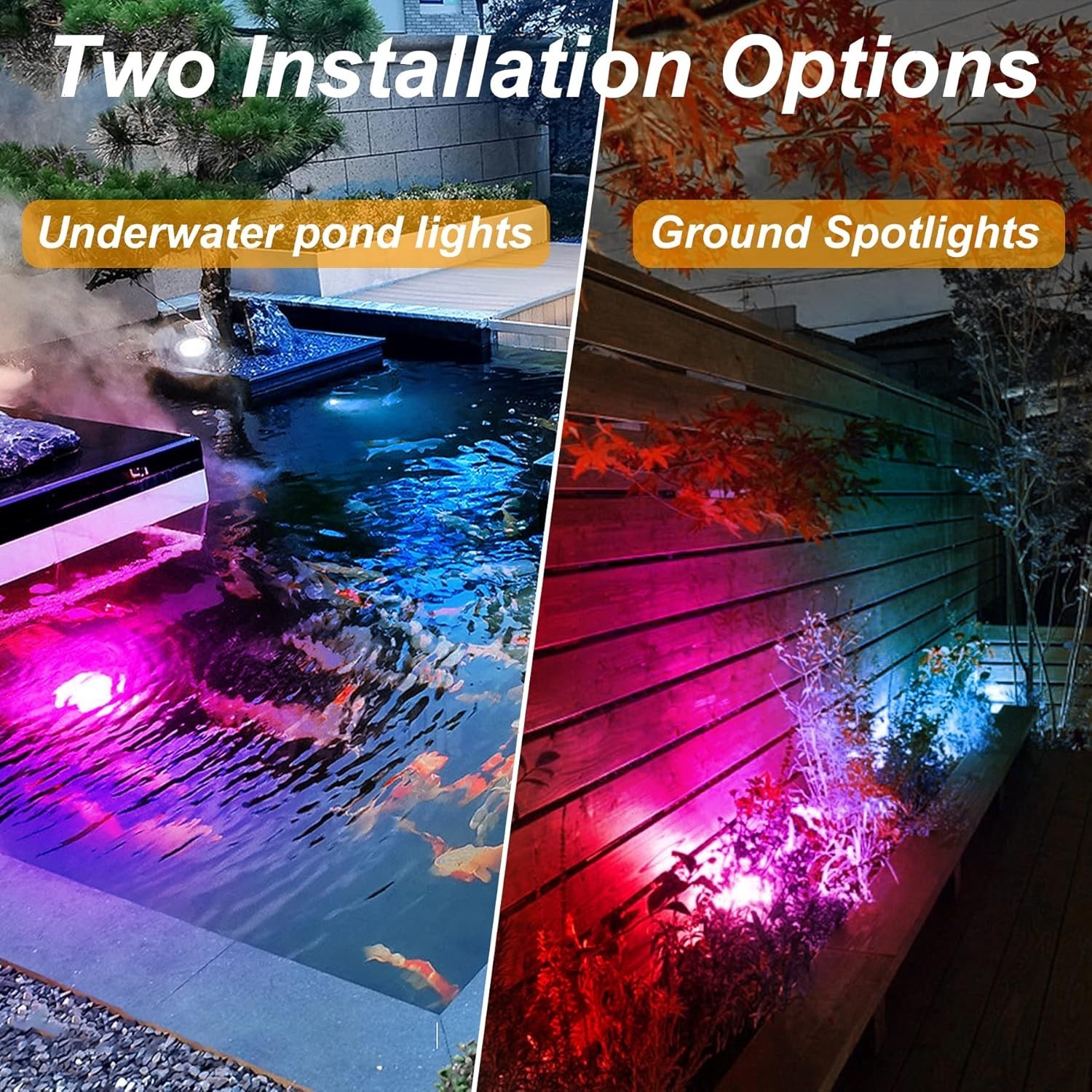 T-SUN 2 IN 1 Solar Pond Lights RGB Outdoor Landscape Underwater Fountain Lamps