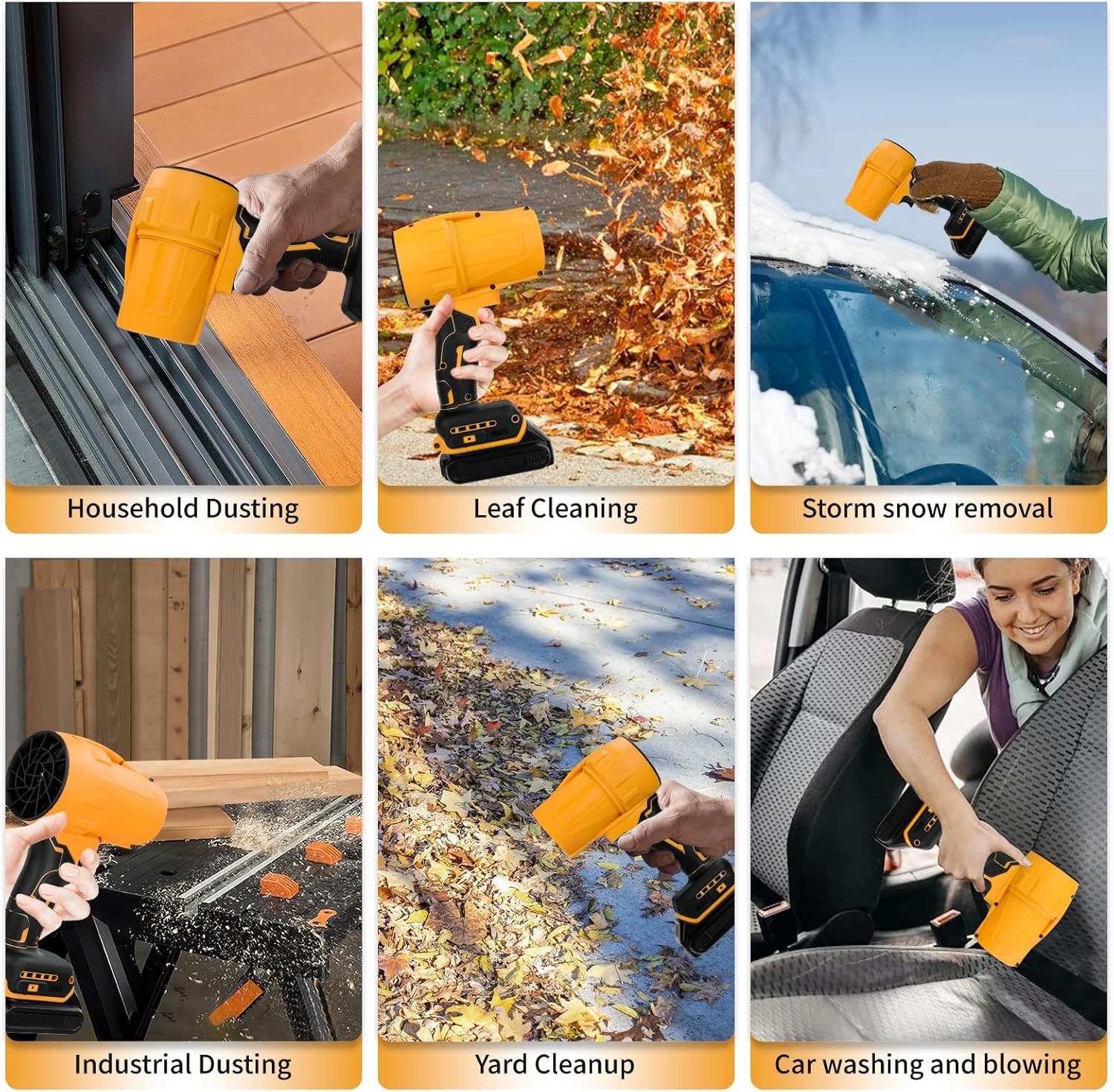 Cordless Air Jet Blower Compact Handheld Leaf Blower Turbo Fan w/ Dual Batteries