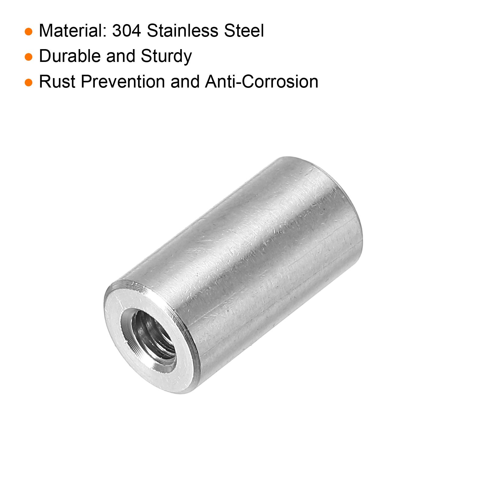 10Pcs Round Connector Nuts, M4x12x8mm Coupling Nut Sleeve Rod Bar Stud Nut