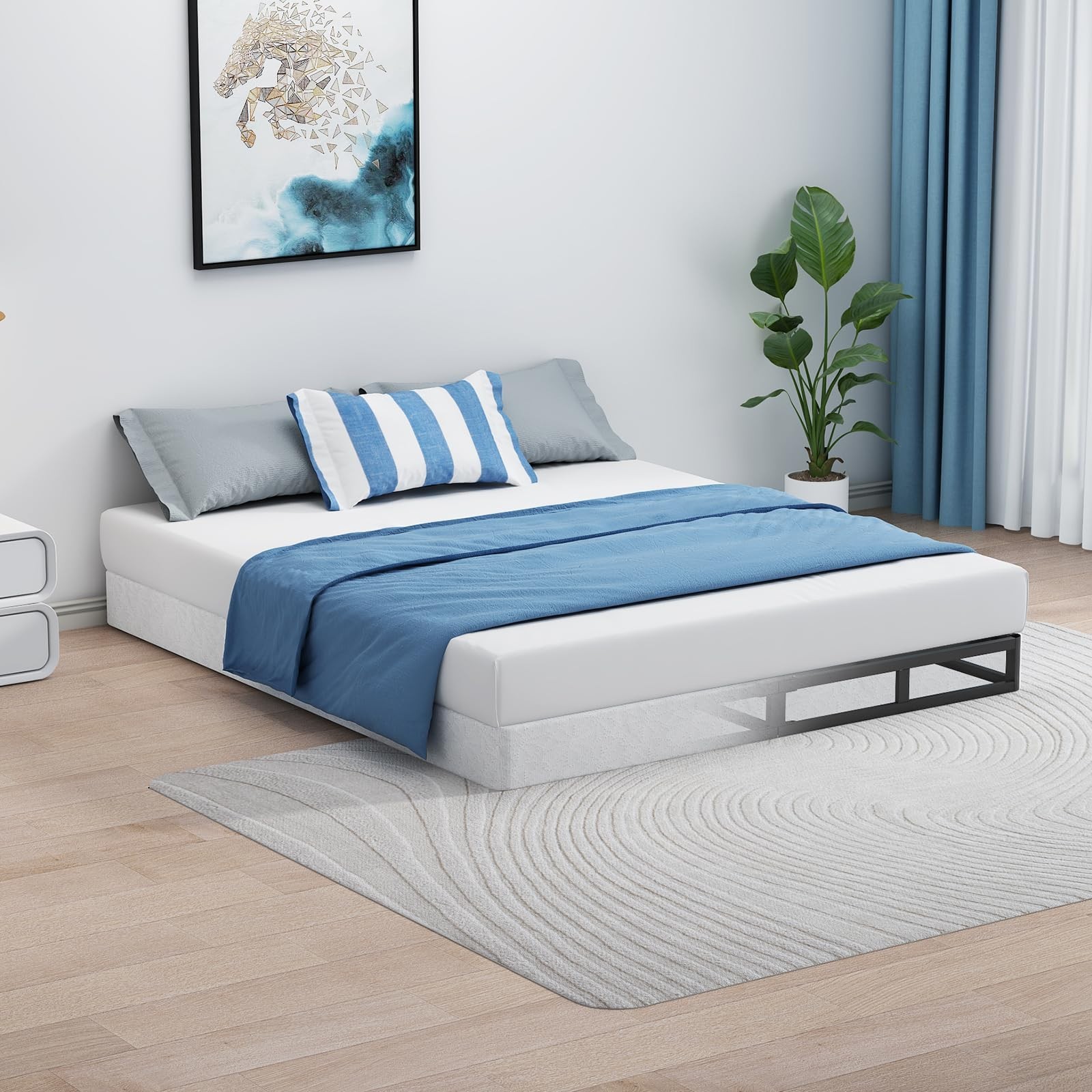 Box Spring 5 in Steel Bed Mattress Foundation Folding Queen Size
