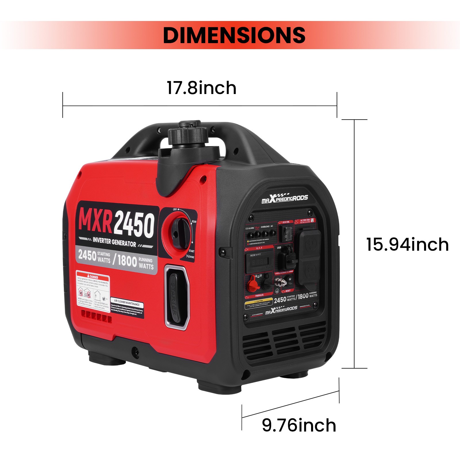 1800W Running Ultra Quiet Generator with ECO Mode for Garden Courtyard Use
