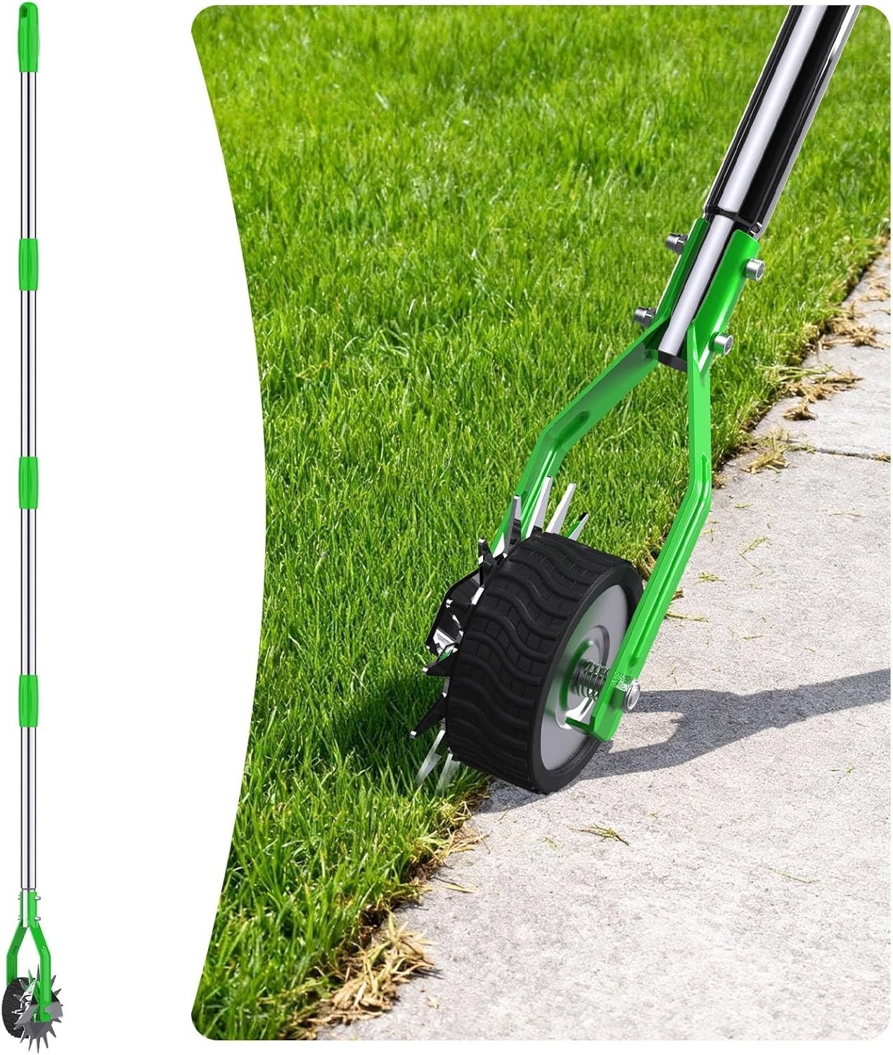 Edger Lawn Tool – 67 Inch Wheel Rotary Lawn Edger with Adjustable Stainless Stee