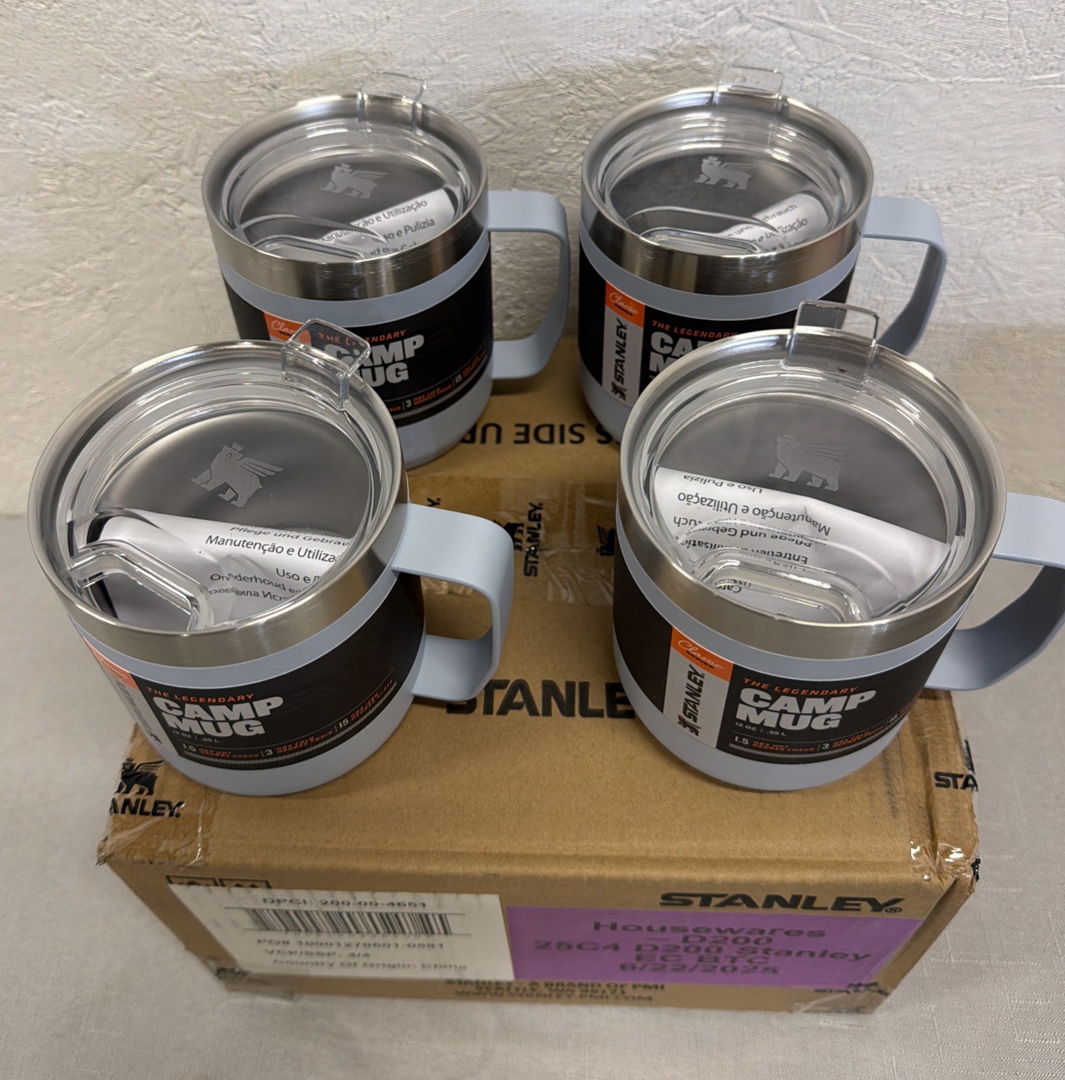 NEW Stanley The Legendary Camp Mug Classic Series 12oz Stainless Blue Lot of 4