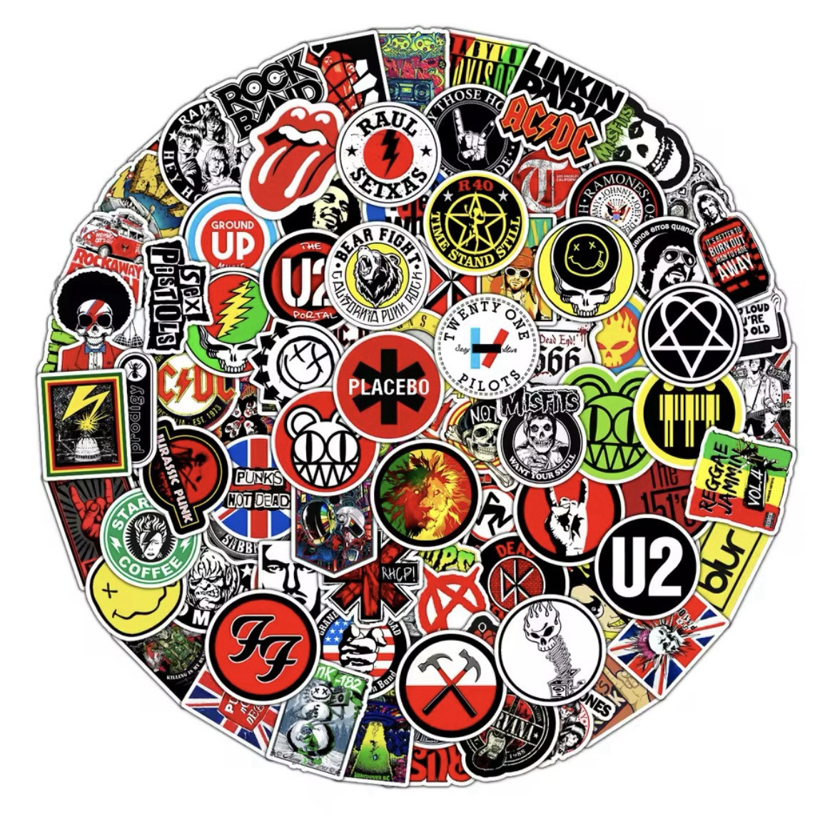 Classic Rock Stickers 50pk Mixed Rock Band Music Themed Random Dad Rock Stickers