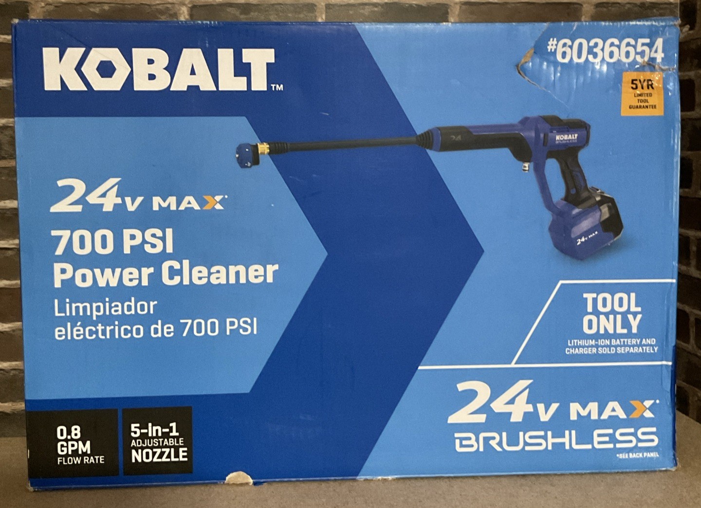 Kobalt 24V Max 700 PSI Brushless Cordless Power Cleaner Tool Only NO BATTERY