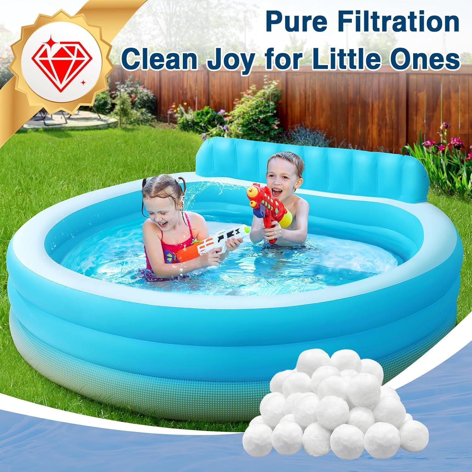1.6 Lbs Pool Filter Balls for Sand Filters- Reusable High-Efficiency Filtration