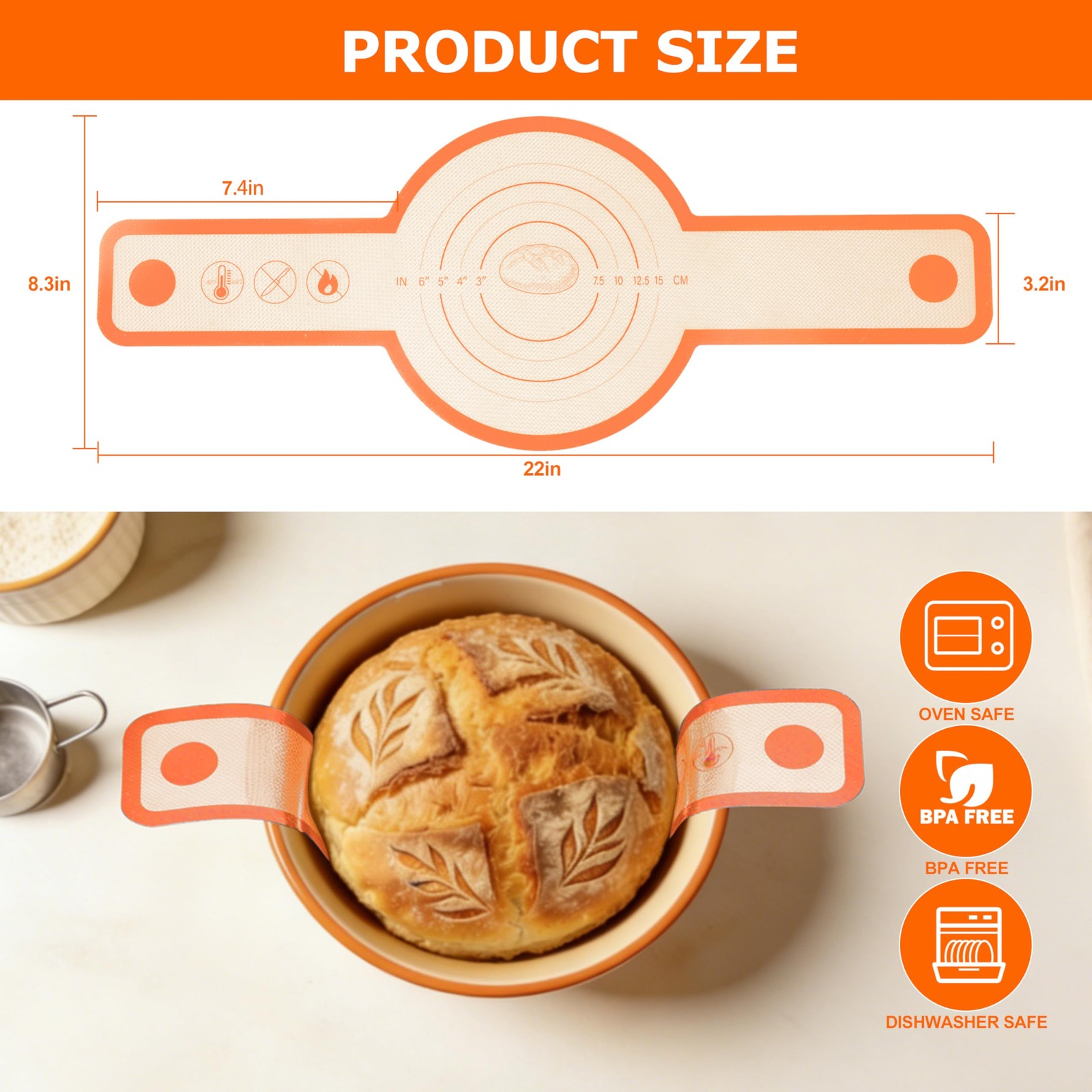 Silicone Bread Sling for Dutch Oven, 2 PCS NonStick & Easy Clean Reusable Sil…