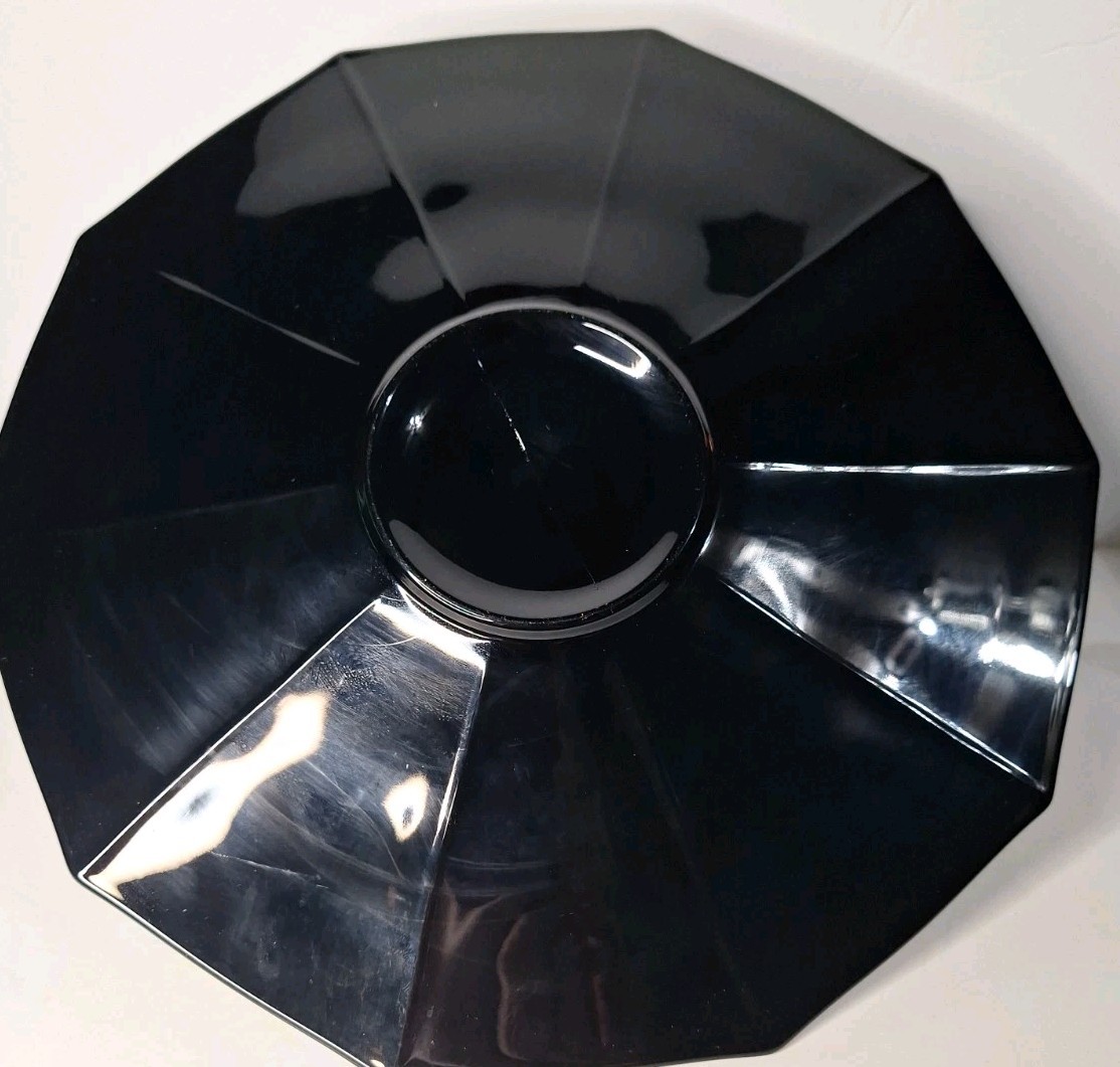 Vintage Black Amethyst Art Glass Octagon Center Handle Tidbit Serving Tray 11″