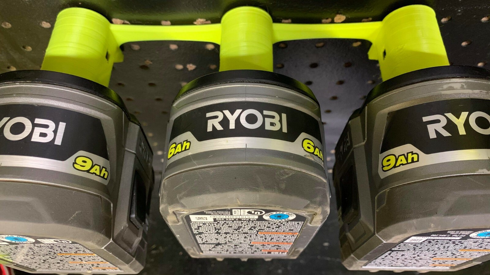 TRIPLE RYOBI GREEN Battery Holder Wall Mount for Ryobi One+ One Plus 18V