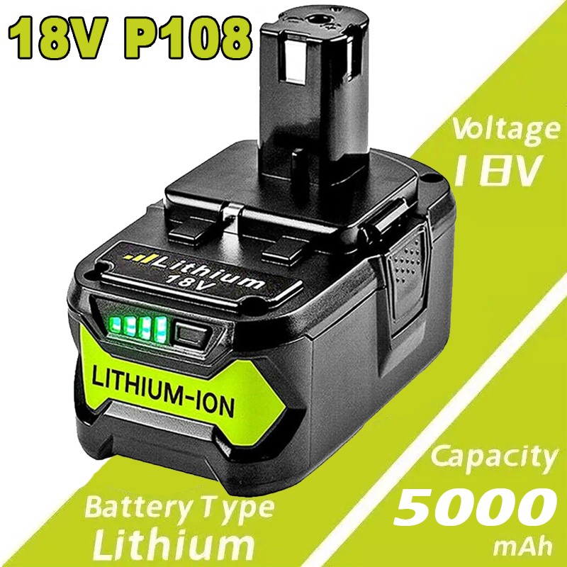 2X 5.0Ah 18 V Battery P108 PBP005 Lithium-Ion ONE+ OEM For RYOBI P108 P109 P197