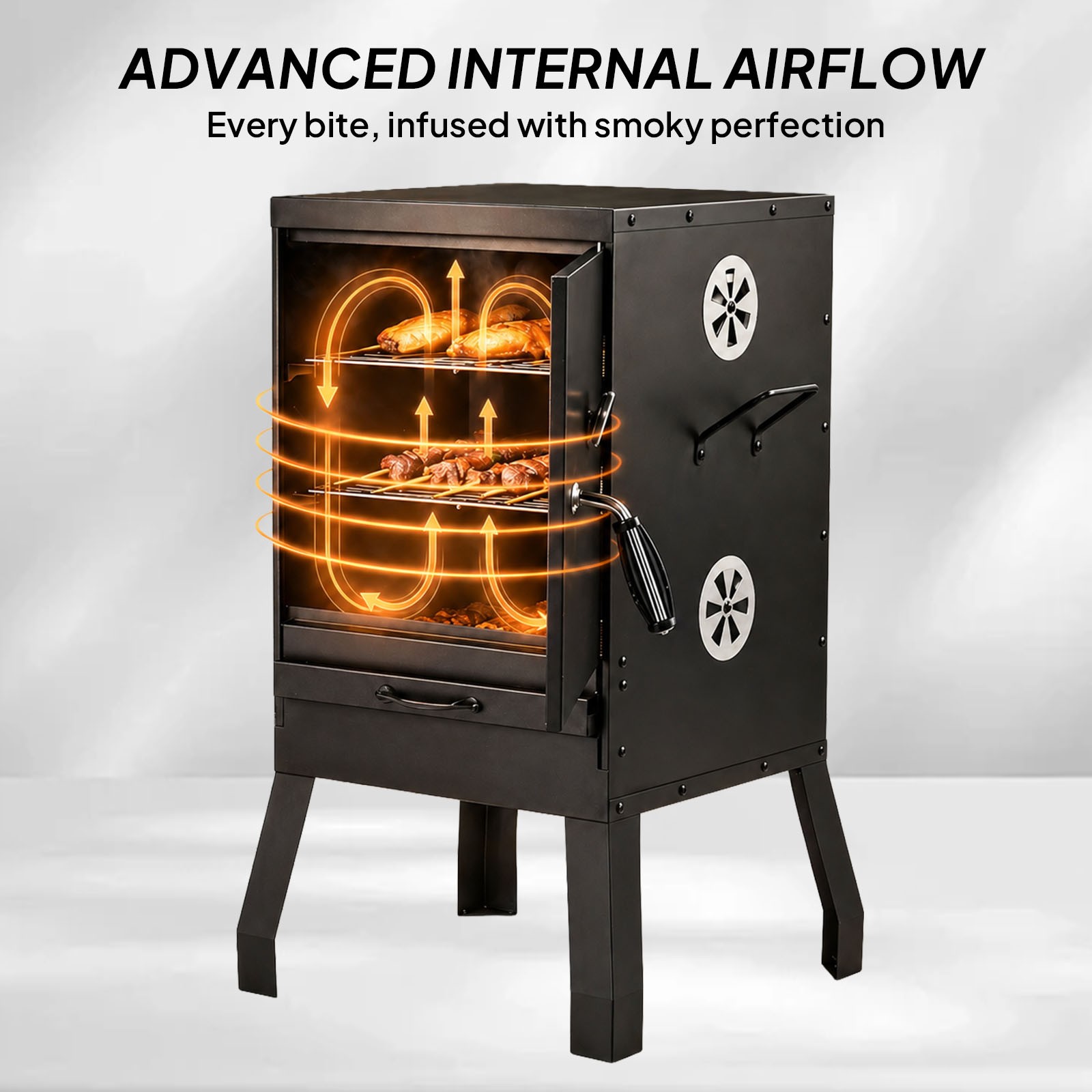 Charcoal Smoker BBQ Grill Vertical Smokers Portable Meat Cooker for Outdoor