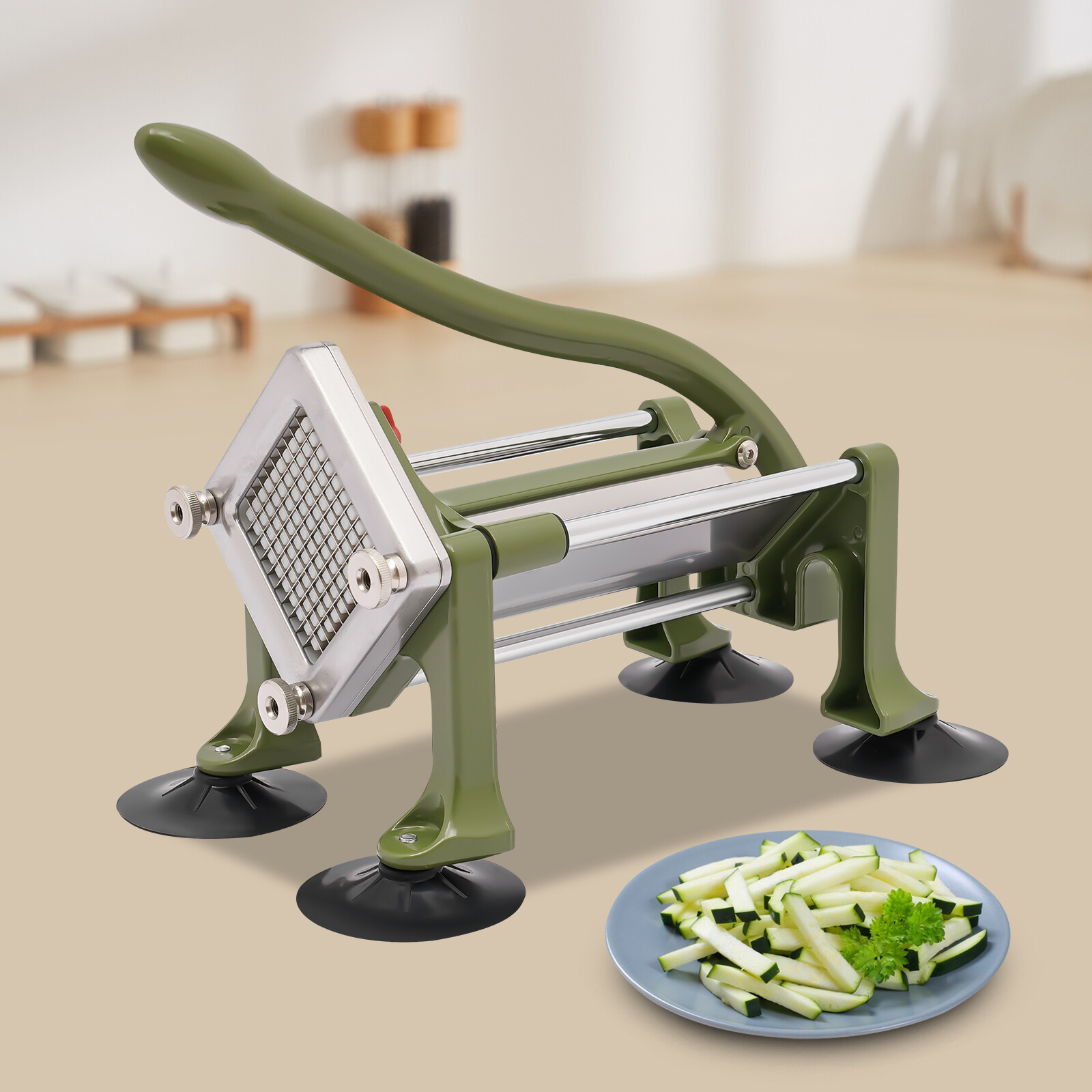Green 14.2*8.7*13.3in SS& Plastic Manual French Fry Cutter With 1/4in Blade