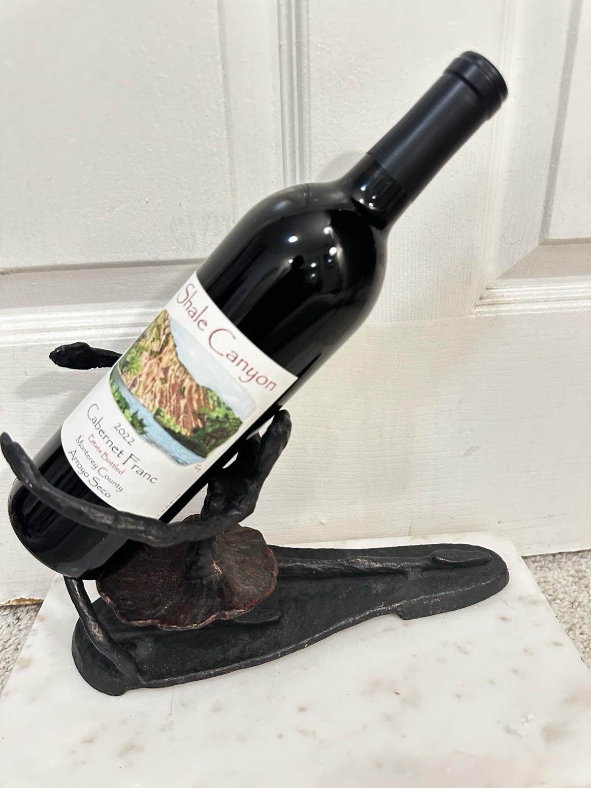 Heavy Black Cast Iron Ballerina Wine Bottle Holder 10” X 7” 3.5lbs