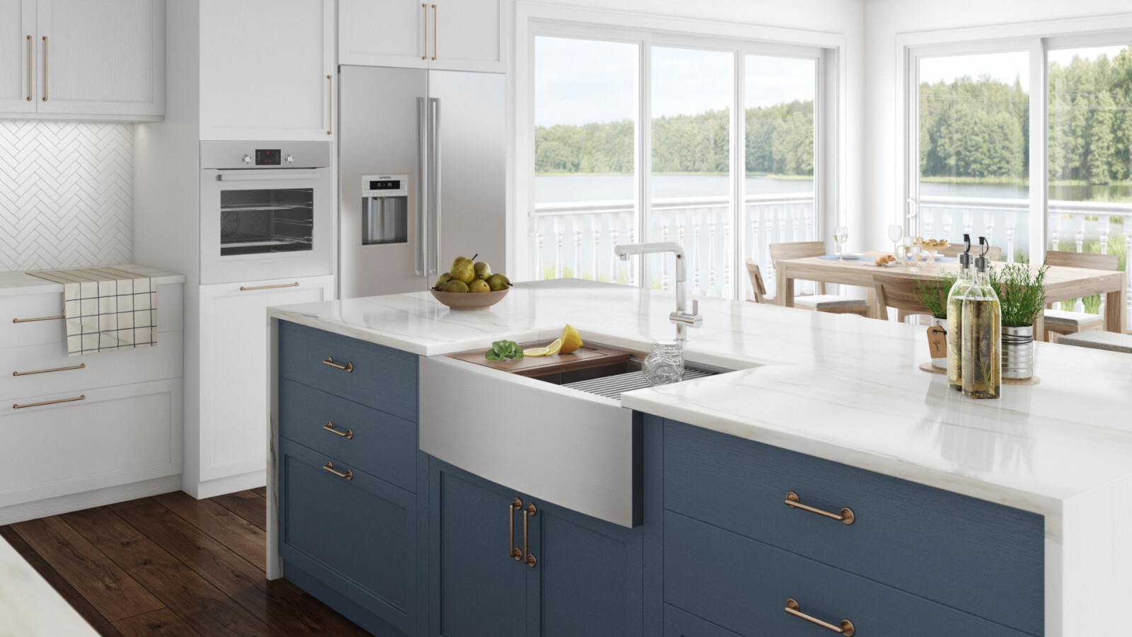 Ruvati 33″ Apron-front Workstation Farmhouse 16 Gauge Kitchen Sink- RVH9200