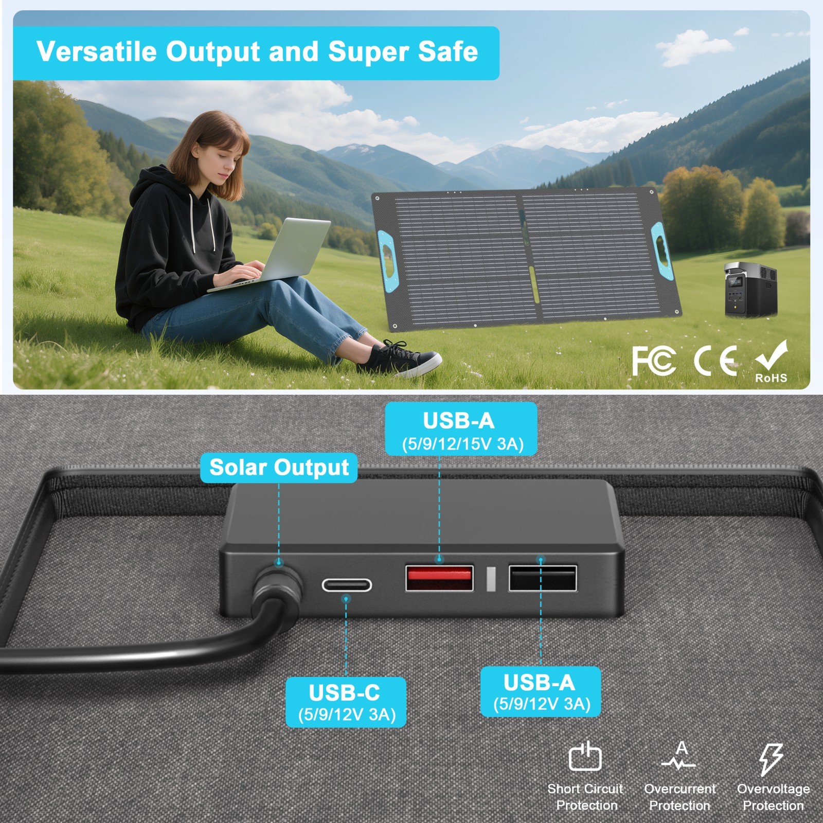 Solar Panel 110W for BLUETTI Elite 100 V2 1024Wh 1800W Portable Power Station