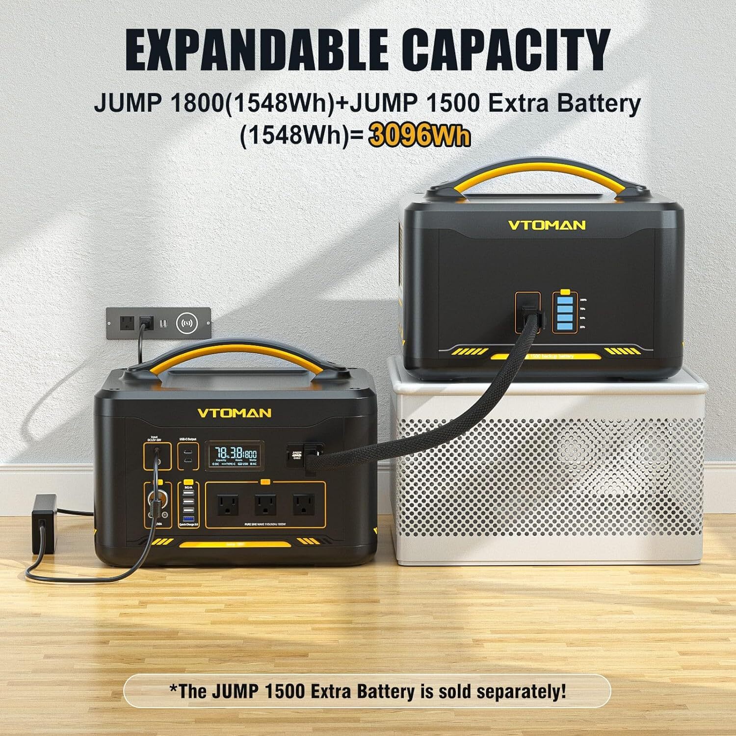 VTOMAN Jump 1800 Portable Power Station 1800W/1548Wh LiFePO4 Battery Generator