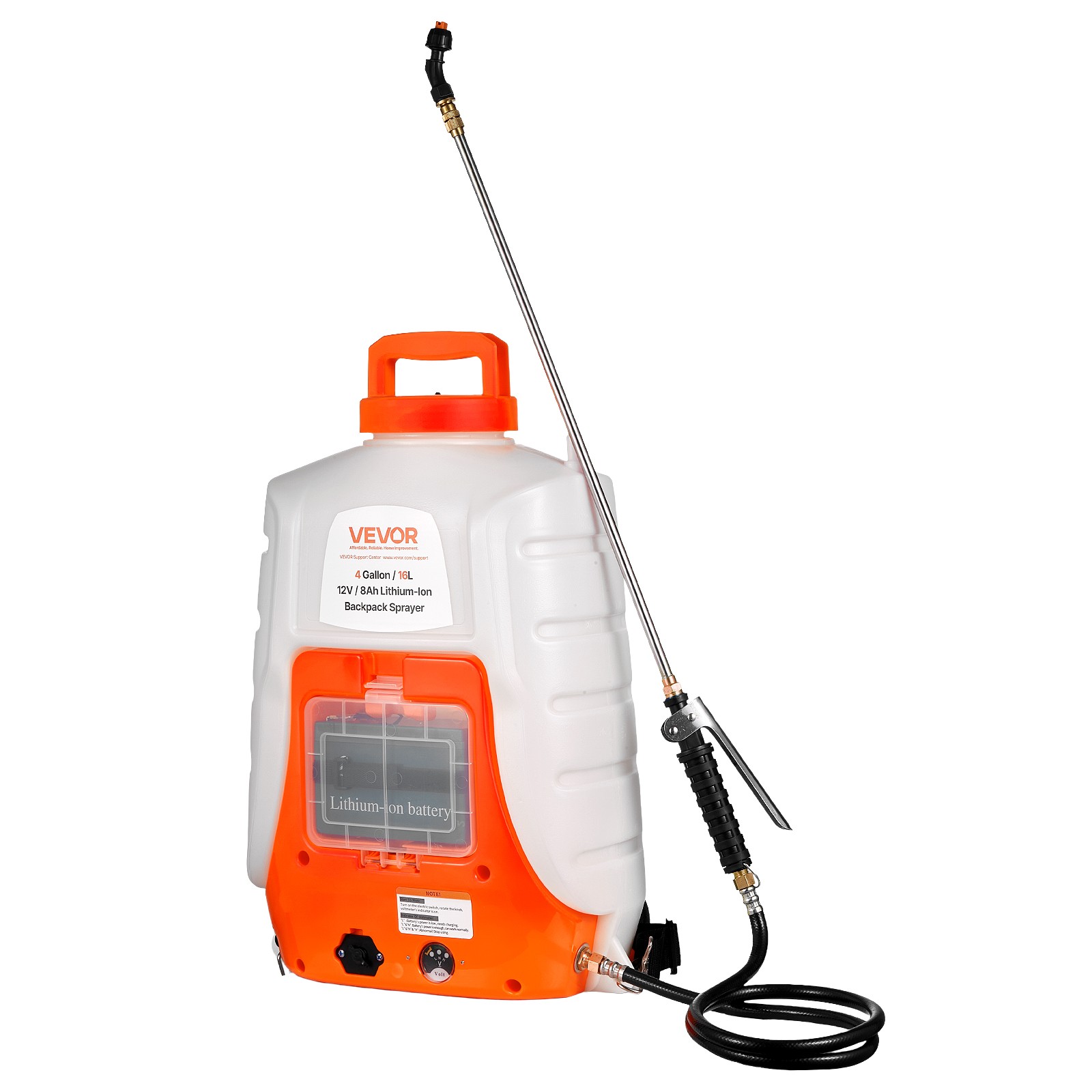 VEVOR Battery Powered Backpack Sprayer 4 Gal Tank 0-90 PSI Adjustable Pressure