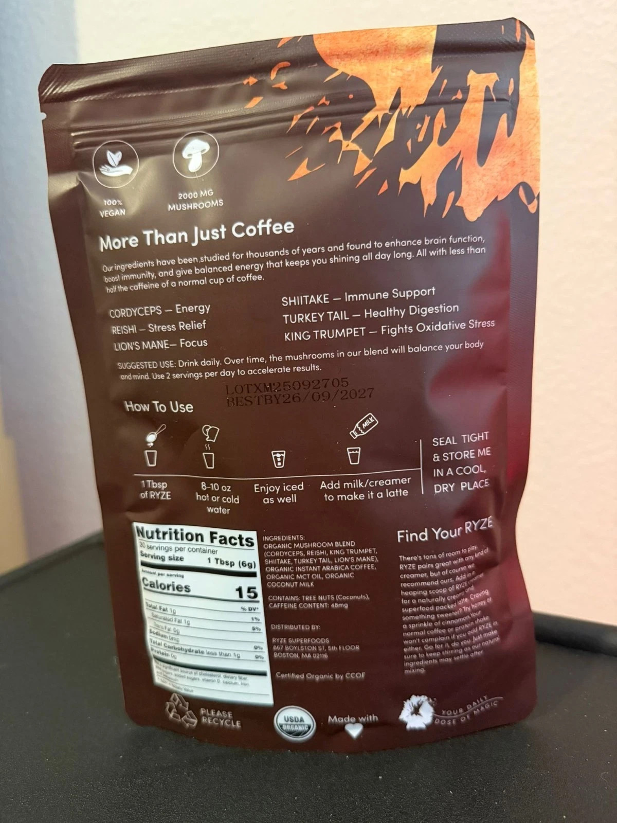 3Pack Ryze mushroom coffee. 6.35 oz -30 servings each (90 servings total)