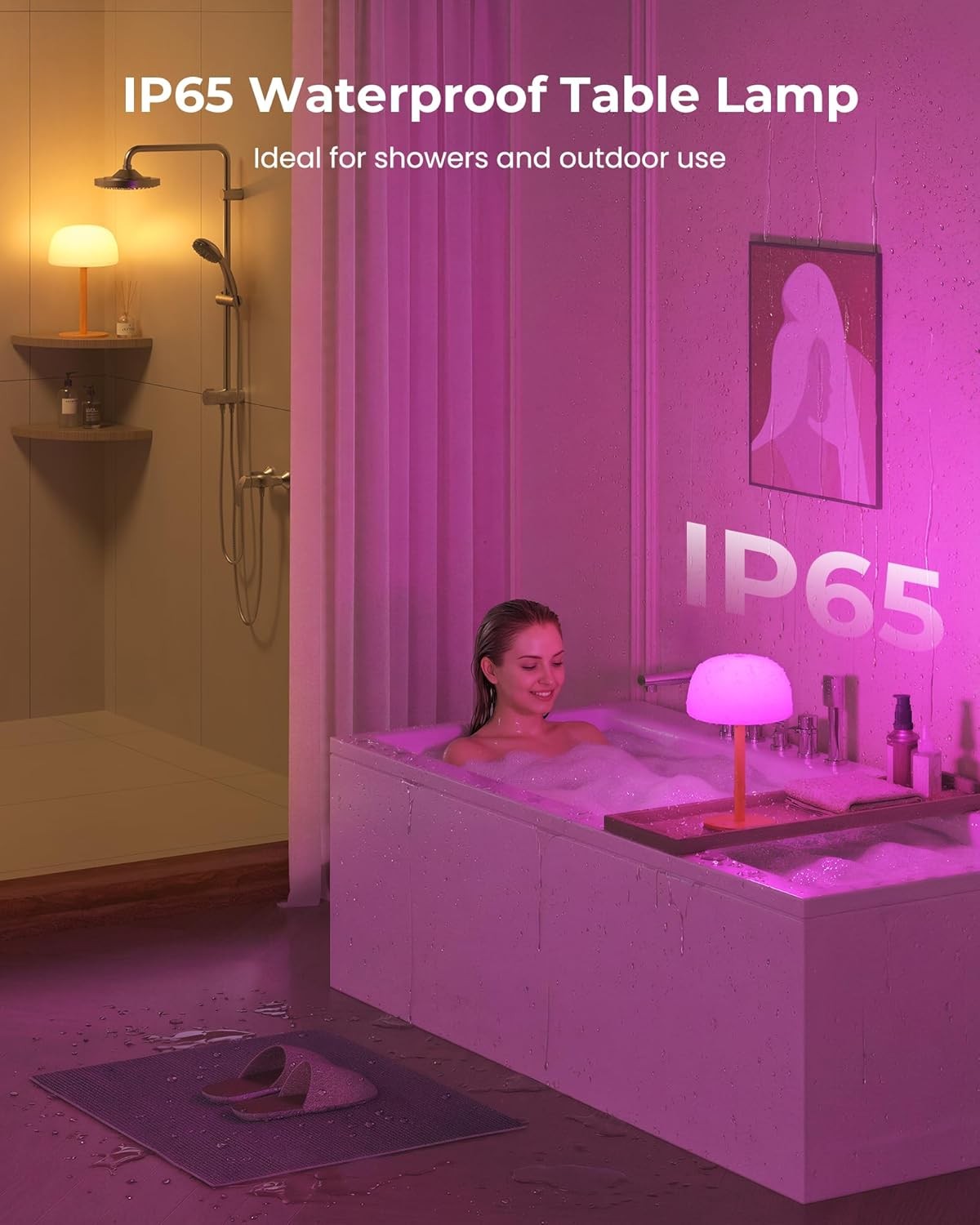 IP65 Waterproof Shower Lamp 7500mAh Rechargeable 18 Colors LED Light