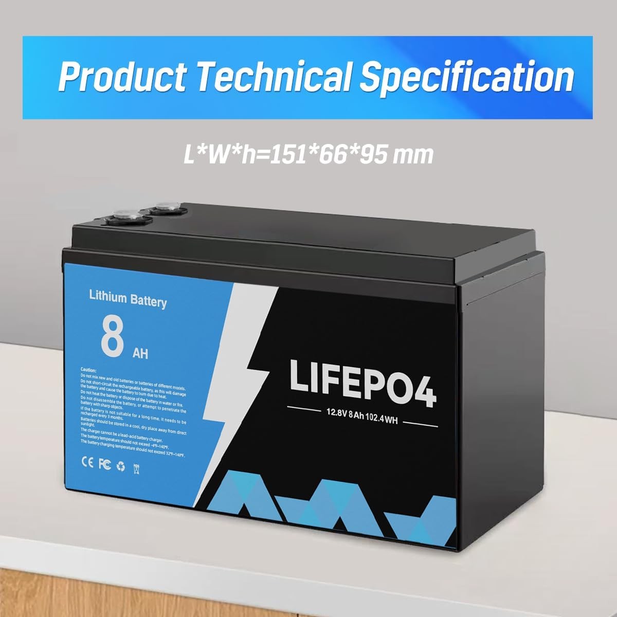 12V 8AH LiFePO4 Rechargeable Lithium Battery BMS Deep Cycle for RV Camping New