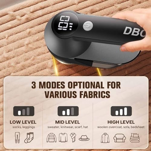 Rechargeable Fabric Shaver 3 Speed Lint Remover LED Display 15000RPM Motor 6