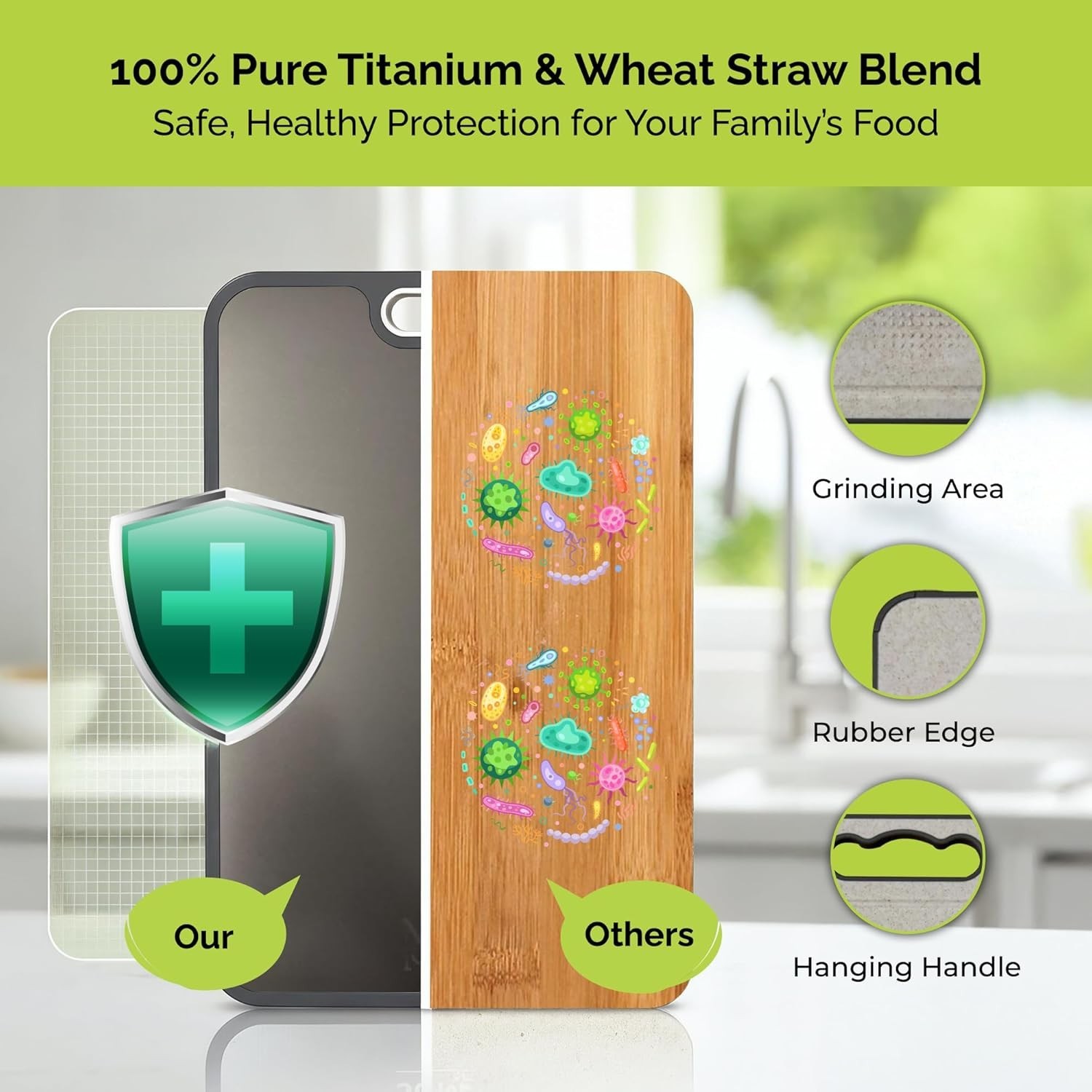 Titanium Cutting Board New Upgrade 100% Pure Boards for Kitchen