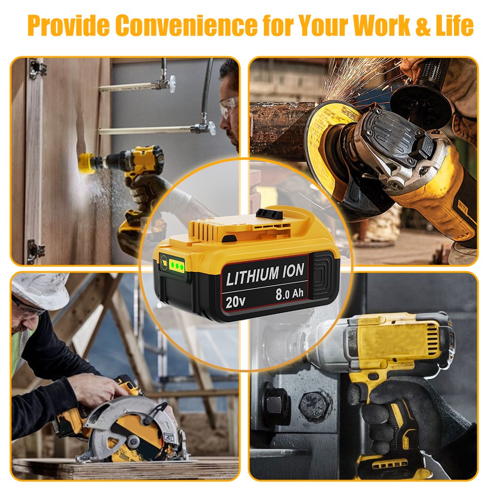 For DeWalt 20V 20 Volt Max 8.0AH Lithium Ion Battery DCB206-2 DCB205 DCB200-2