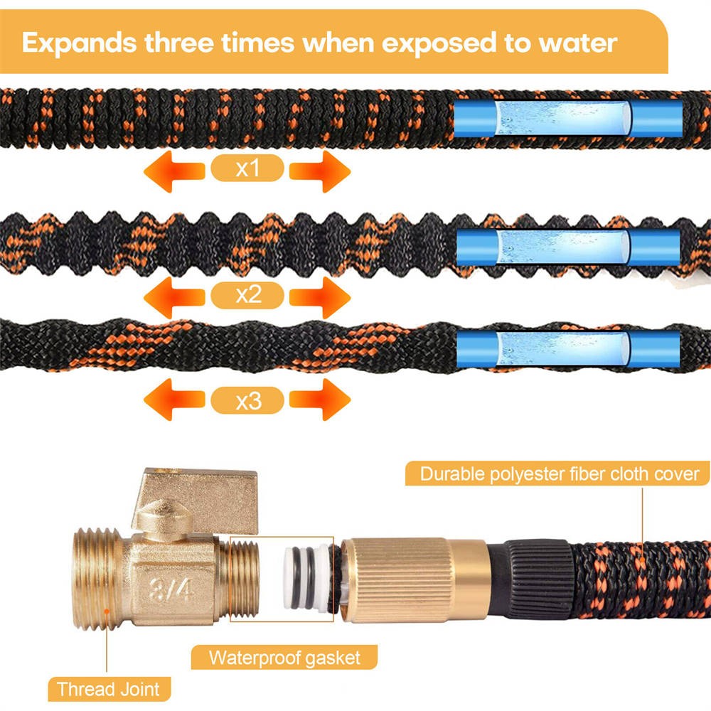 Outdoor Expandable Flexible Garden Water Hose Magic Pipe 25/50/75/100/150ft