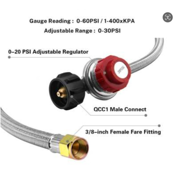 High Pressure Propane Cast-Iron Round Burner 4FT Regulator Hose & Fitting