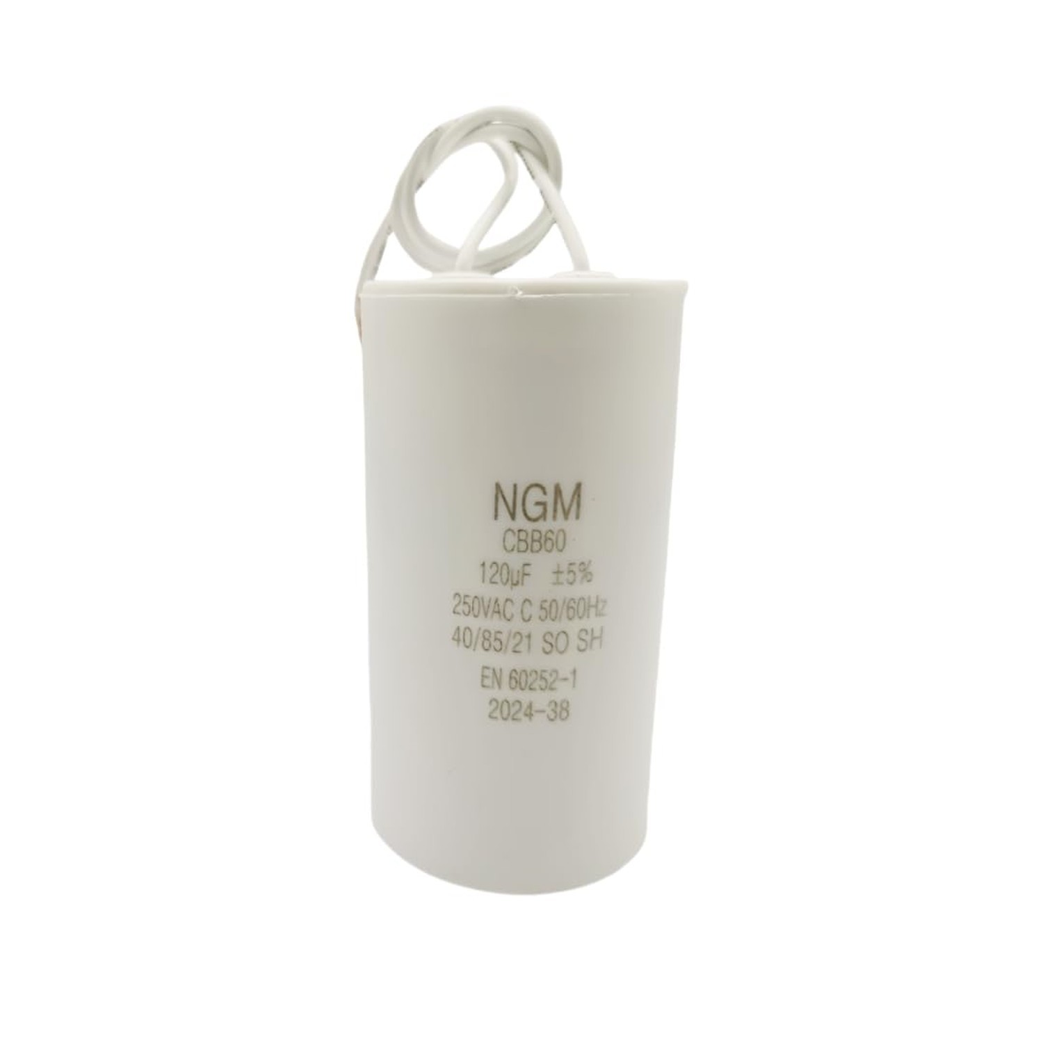 120UF MFD CBB60 Motor Run Capacitor 250VAC Volts Round Cylinder 2 Wires, Meta…