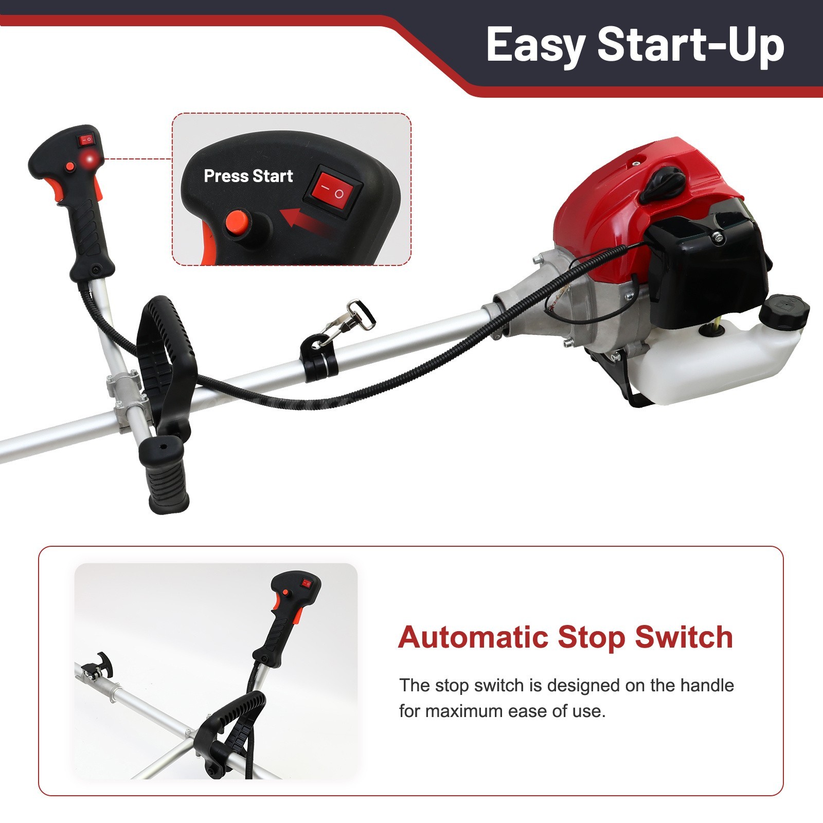 58cc 2-Cycle Gas Grass String Trimmer Straight Shaft Gas Weed Eater Lawn Mower