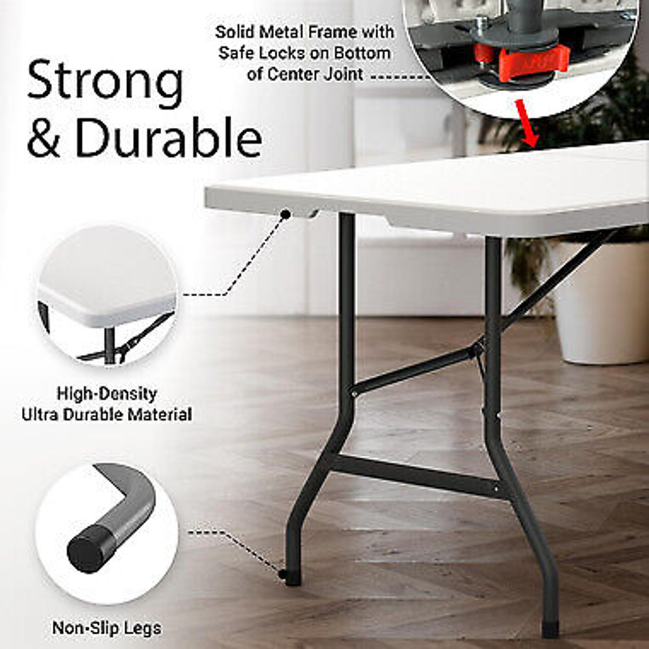 Used 6-Ft Plastic Folding Table – Ideal for Indoor/Outdoor Dining & Party Use