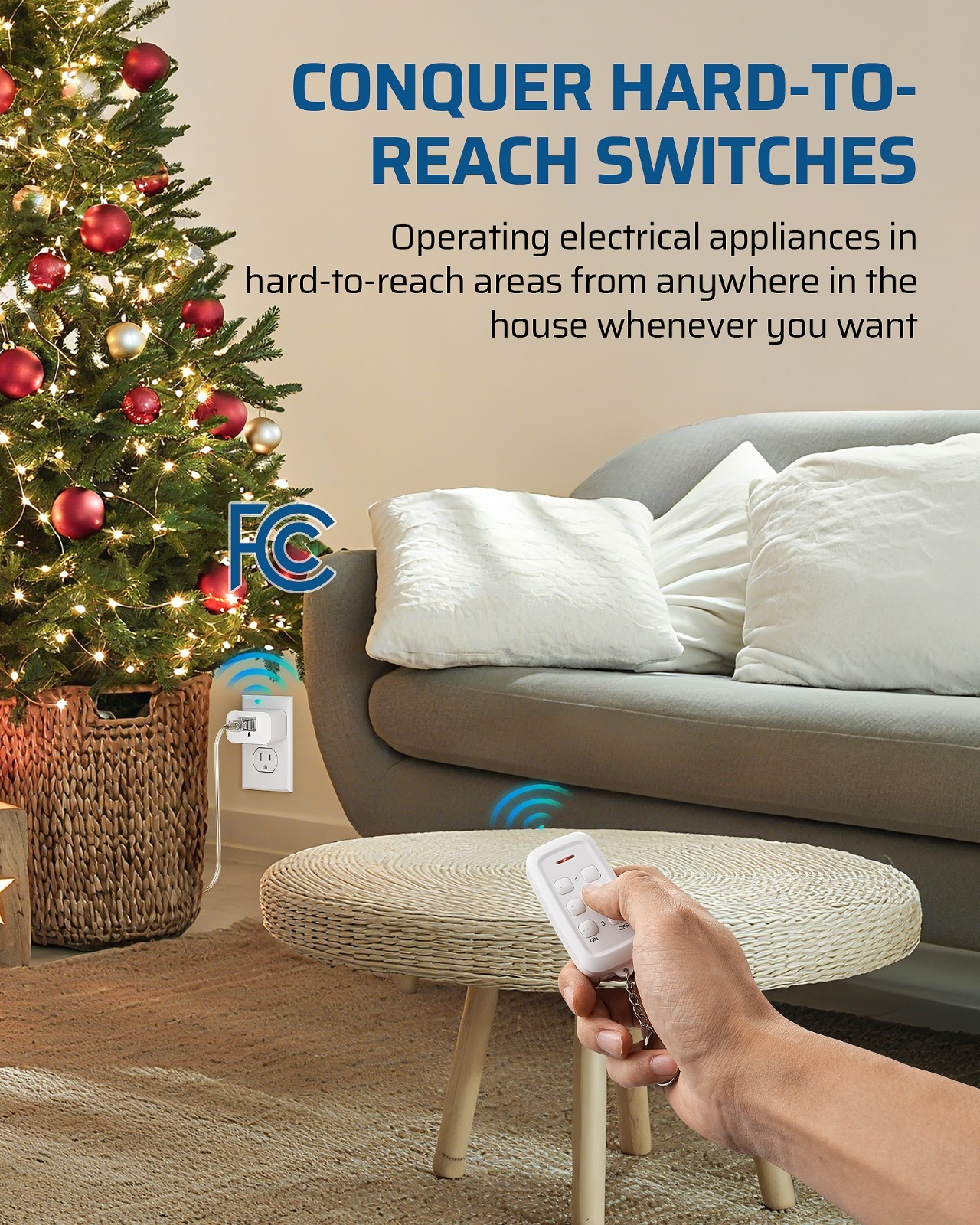 DEWENWILS Remote Control Outlet 3 Independent Wireless Sockets 15A 100ft