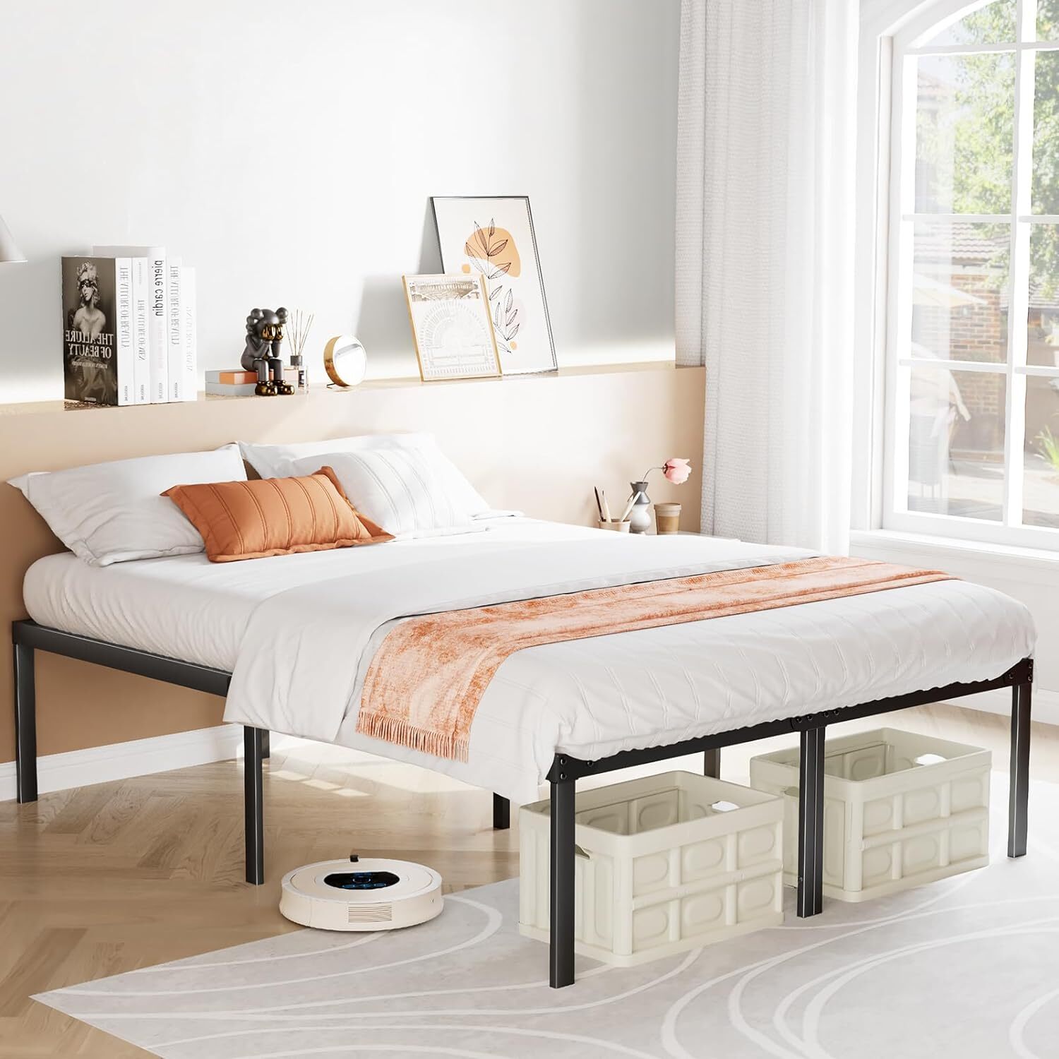 Metal Queen King Full Size Bed Frame Bedroom Sturdy Steel Slat Support Bedstead