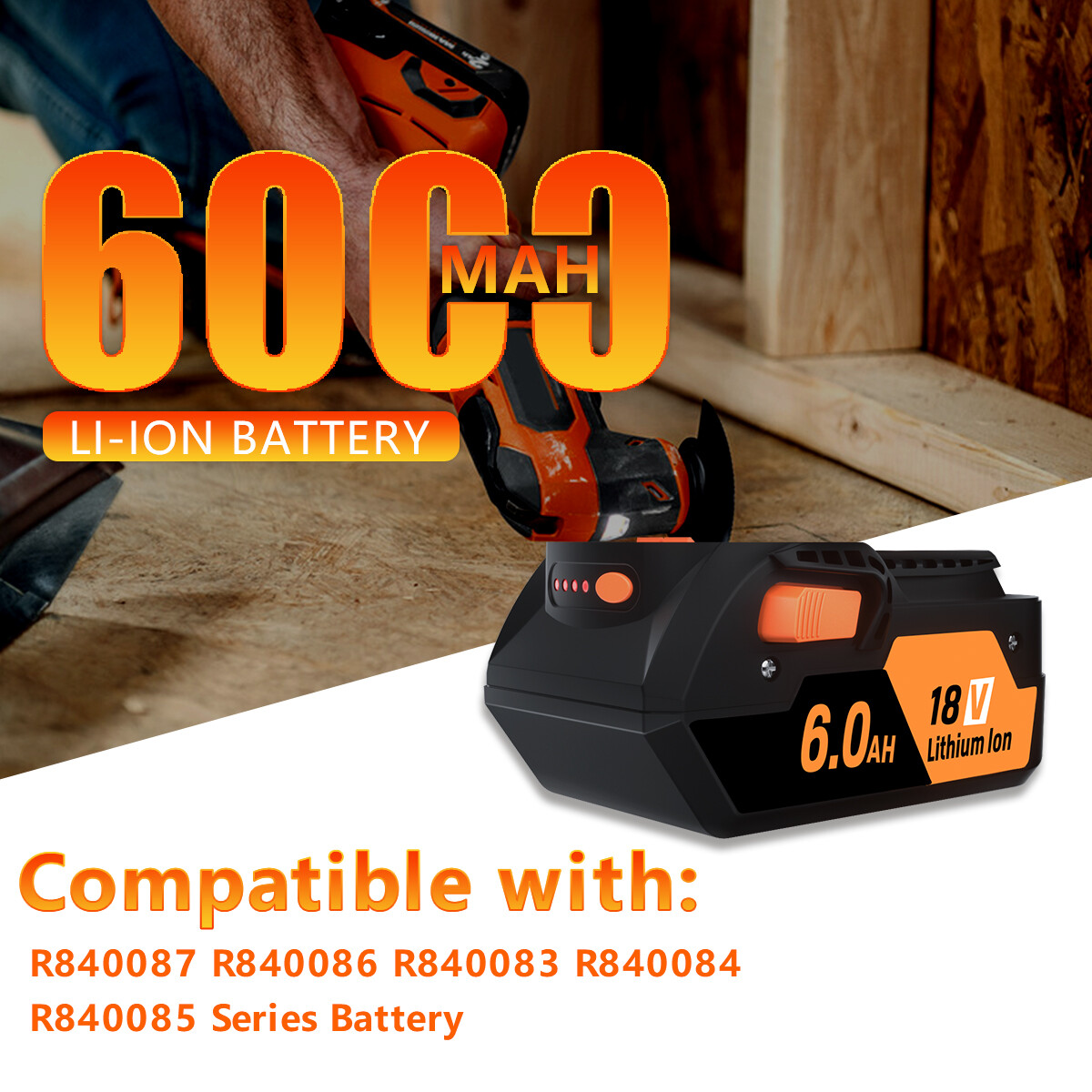1-2PACK Battery/Charger for Ridgid 18 Volt Rigid R840085 6.0AH Lithium R840087