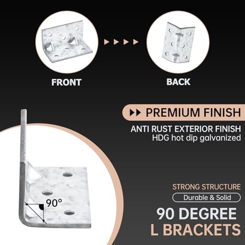20 Pcs Steel L Brackets Corner Brace 2.36″x1.26″x1.26″ Galvanized Silver