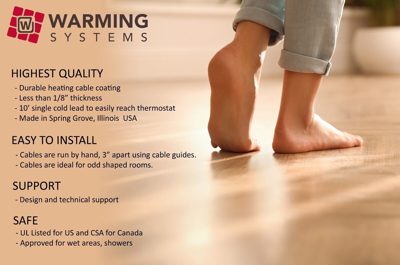 120V Electric Radiant Floor Membrane Under Tile Heating System, Warming Systems