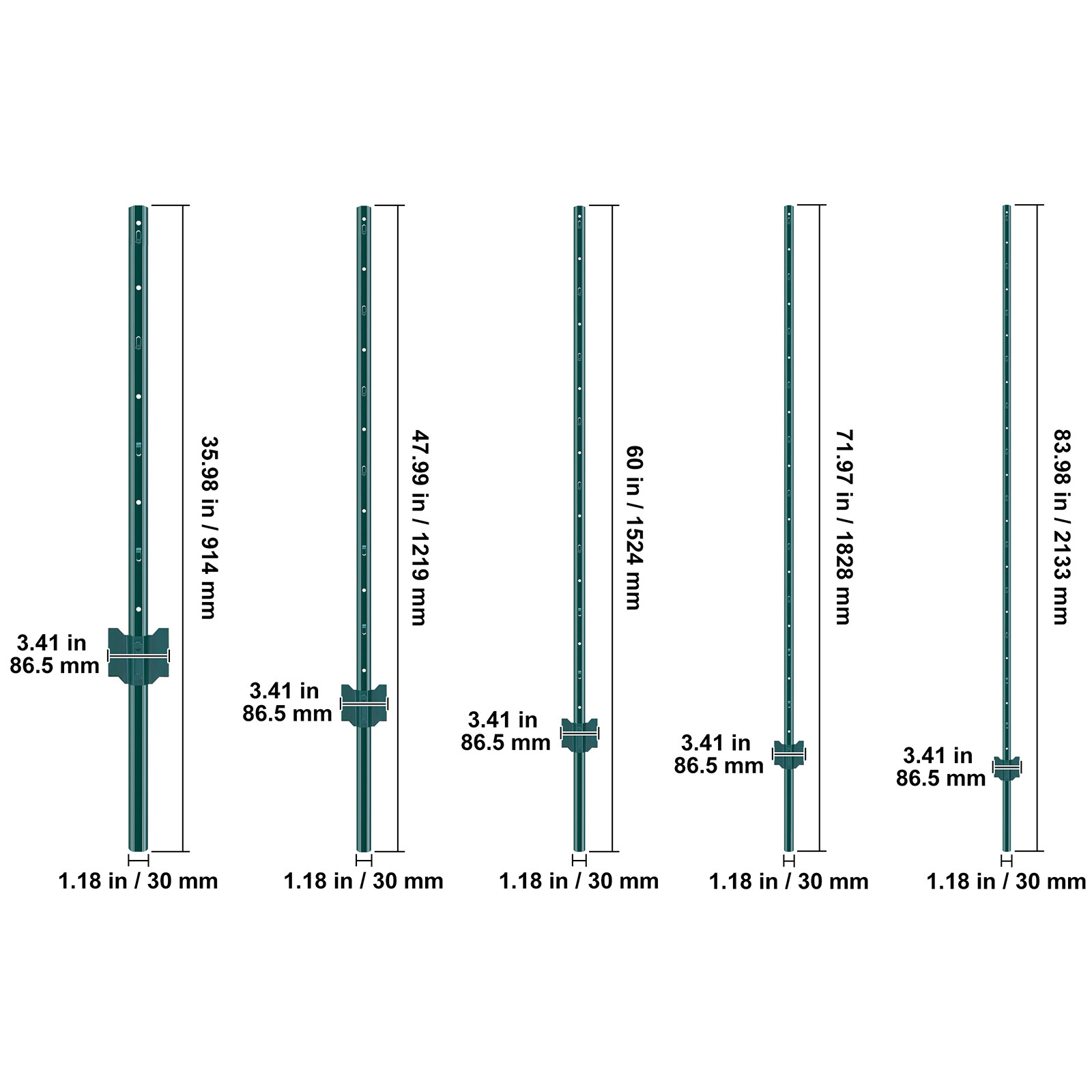 3ft / 4ft/ 5ft/ 6ft/ 7ft Fence Post 10 Pack T-Post Heavy Duty Metal Fence Posts