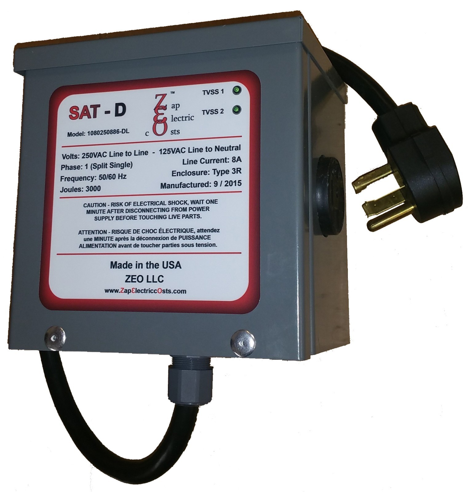 Whole House Energy Savings Power Factor Saver Kvar Unit 1300 with TVSS – 4 Prong