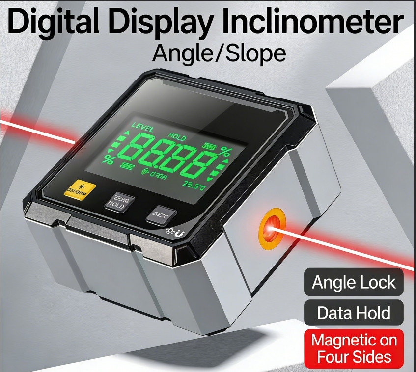 4-Side Magnetic Angle Gauge, Digital Angle Finder with Electronic Laser,Woodwork