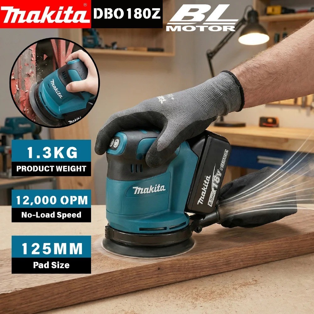 Makita DBO180Z 18V Brushless Cordless Rechargeable Disc Random Orbital Sander