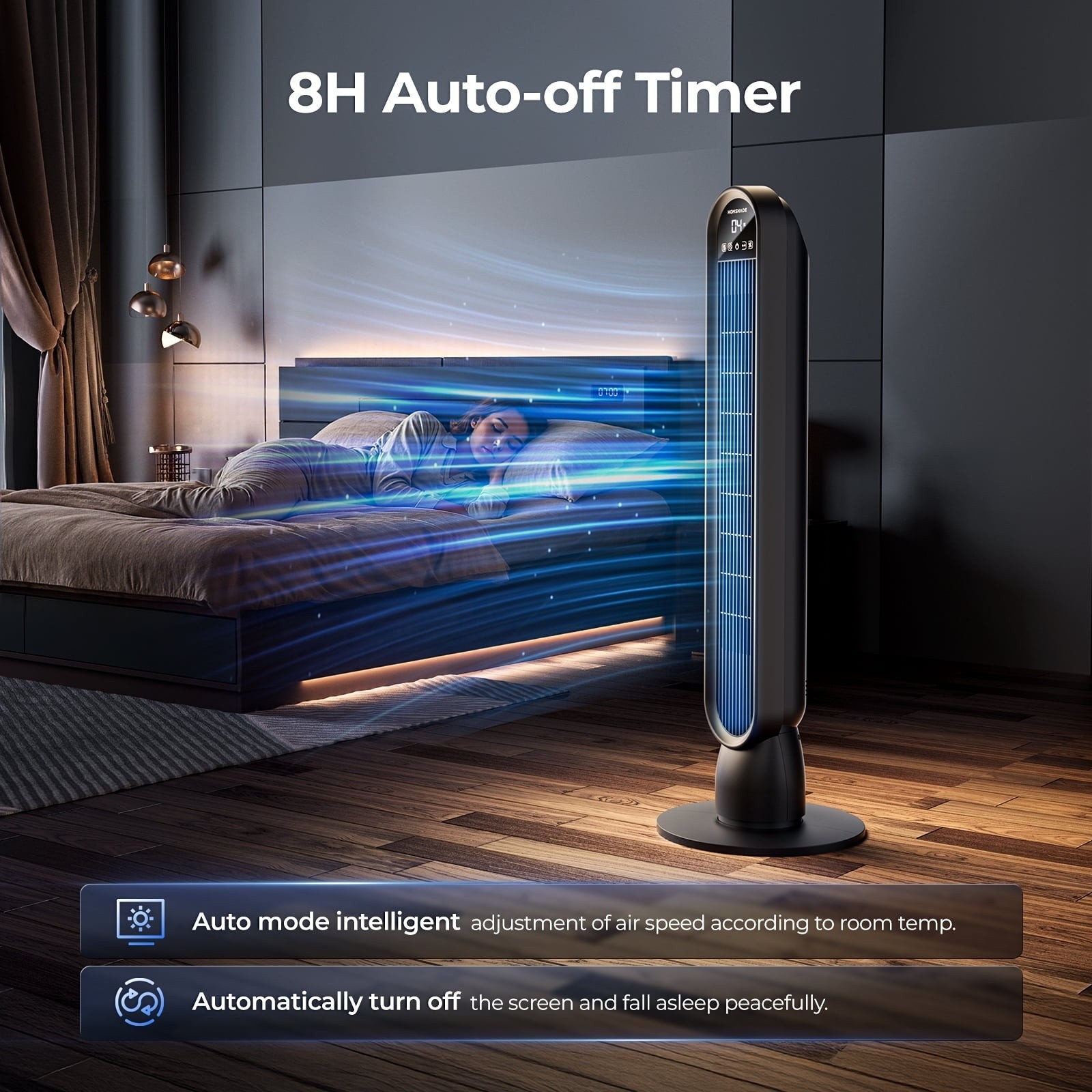 Patbrela Tower Fan for Home,36″ Standing Floor Fan with Remote LED Touchscreen