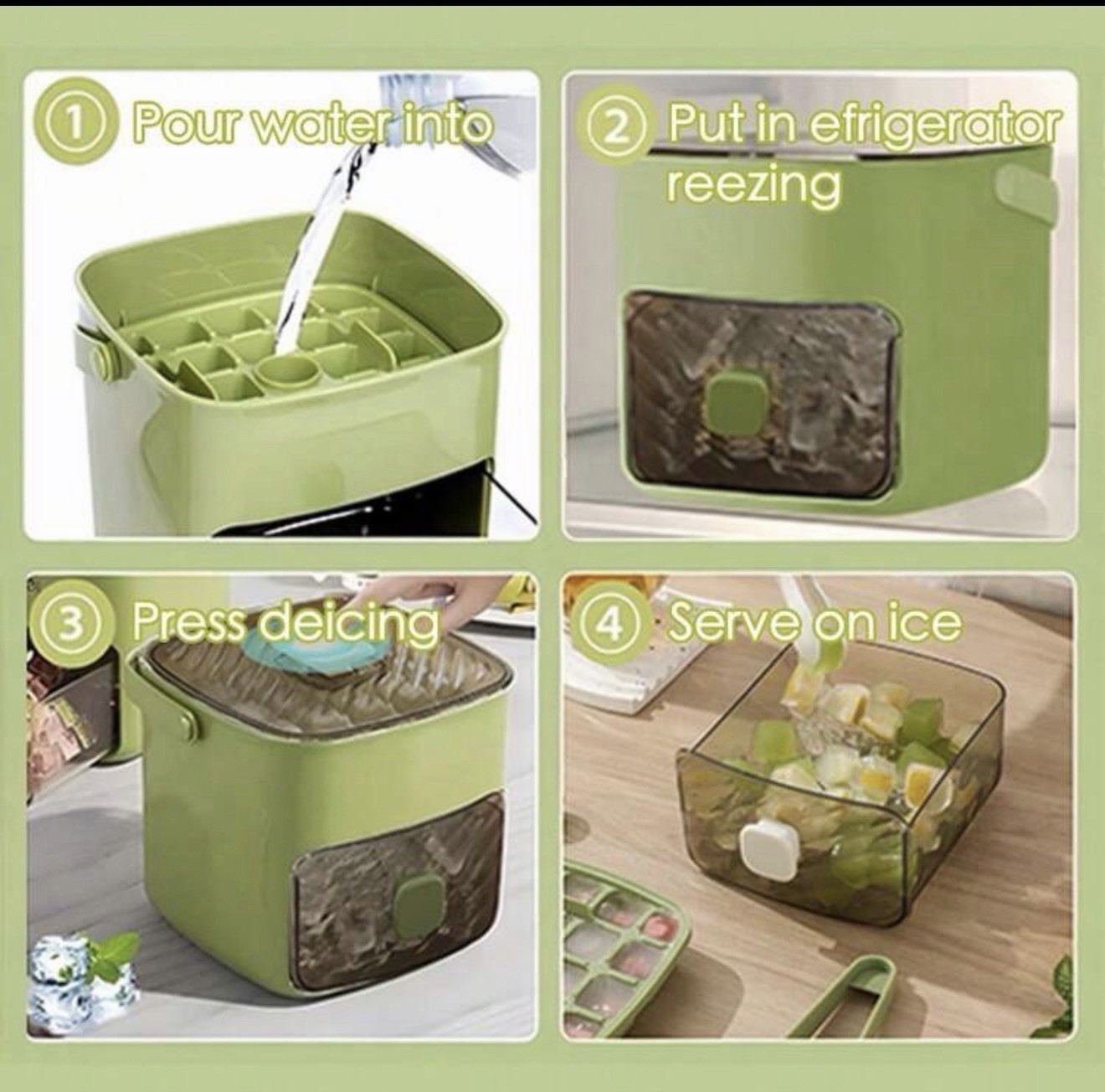 1pc Easy Release 48-Grid Ice Cube Tray One-Touch Ice Mold Storage Tray