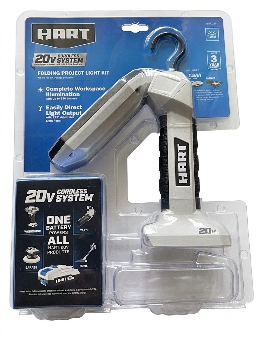 HART 20 Volt LED Folding Work Light Project Lamp Auto HPHL33B-TOOL ONLY-OPEN NEW