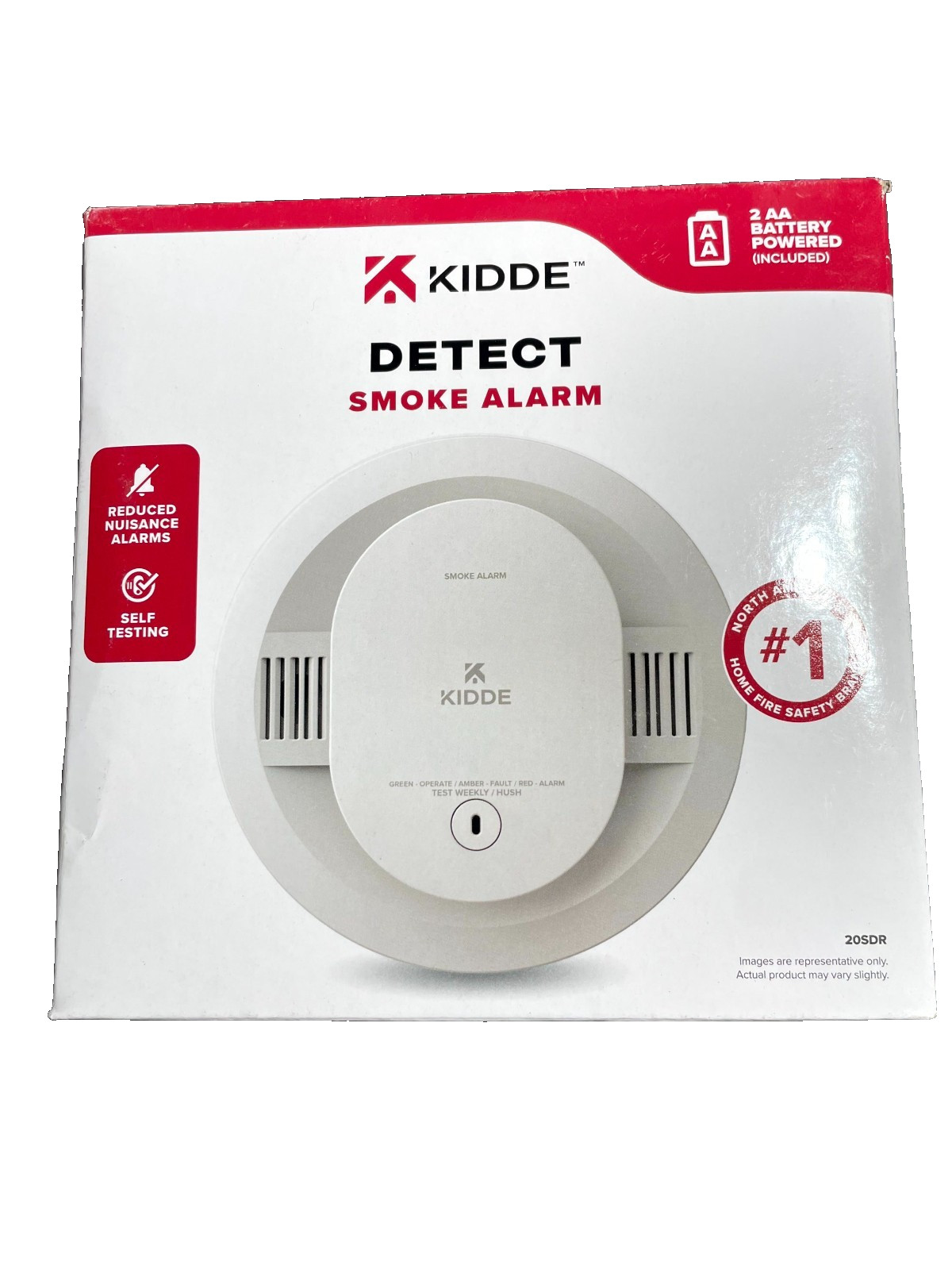 Kidde 20SDR AA Battery Powered 5″ Smoke Alarm Detector w/ Photoelectric Sensor