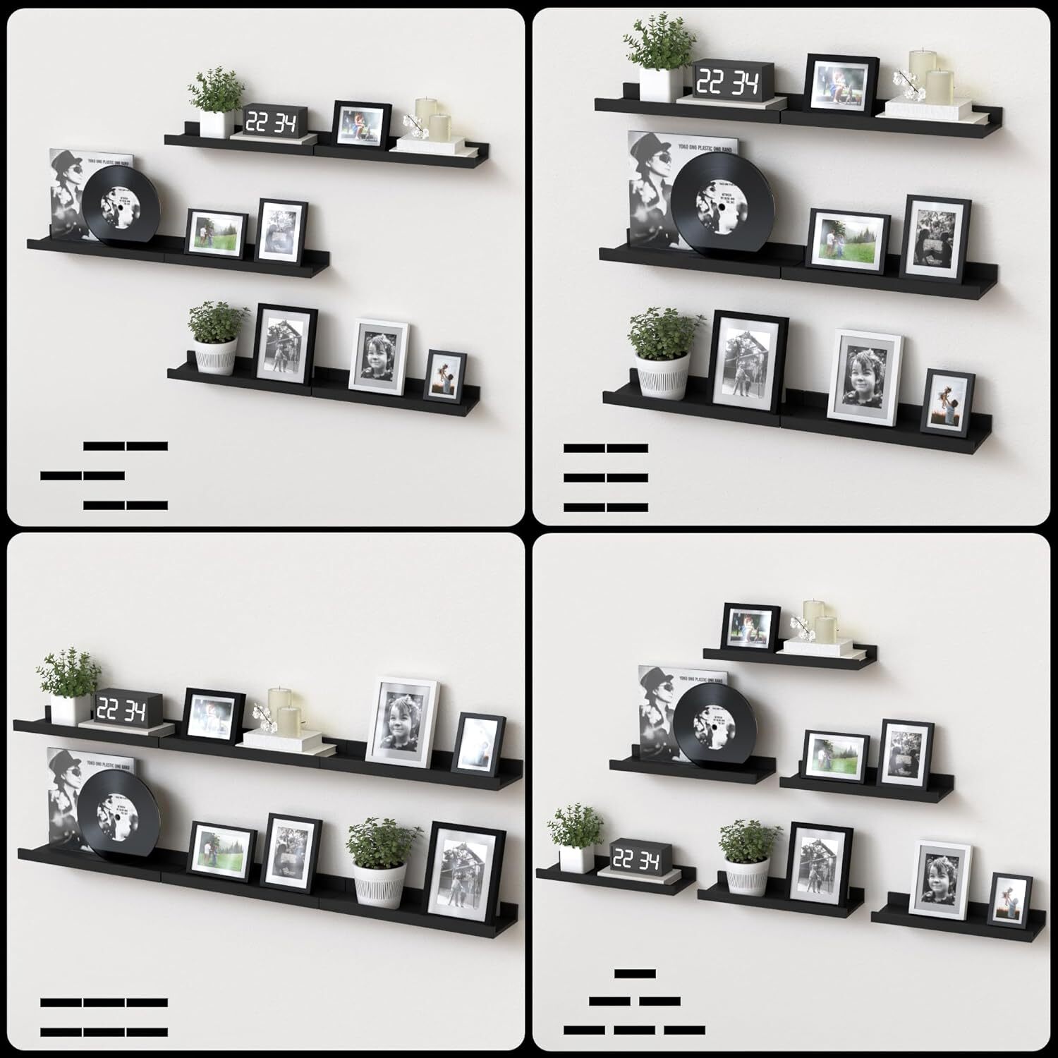 6 Pack Floating Wall Shelves, Display Shelves for Home Decoration