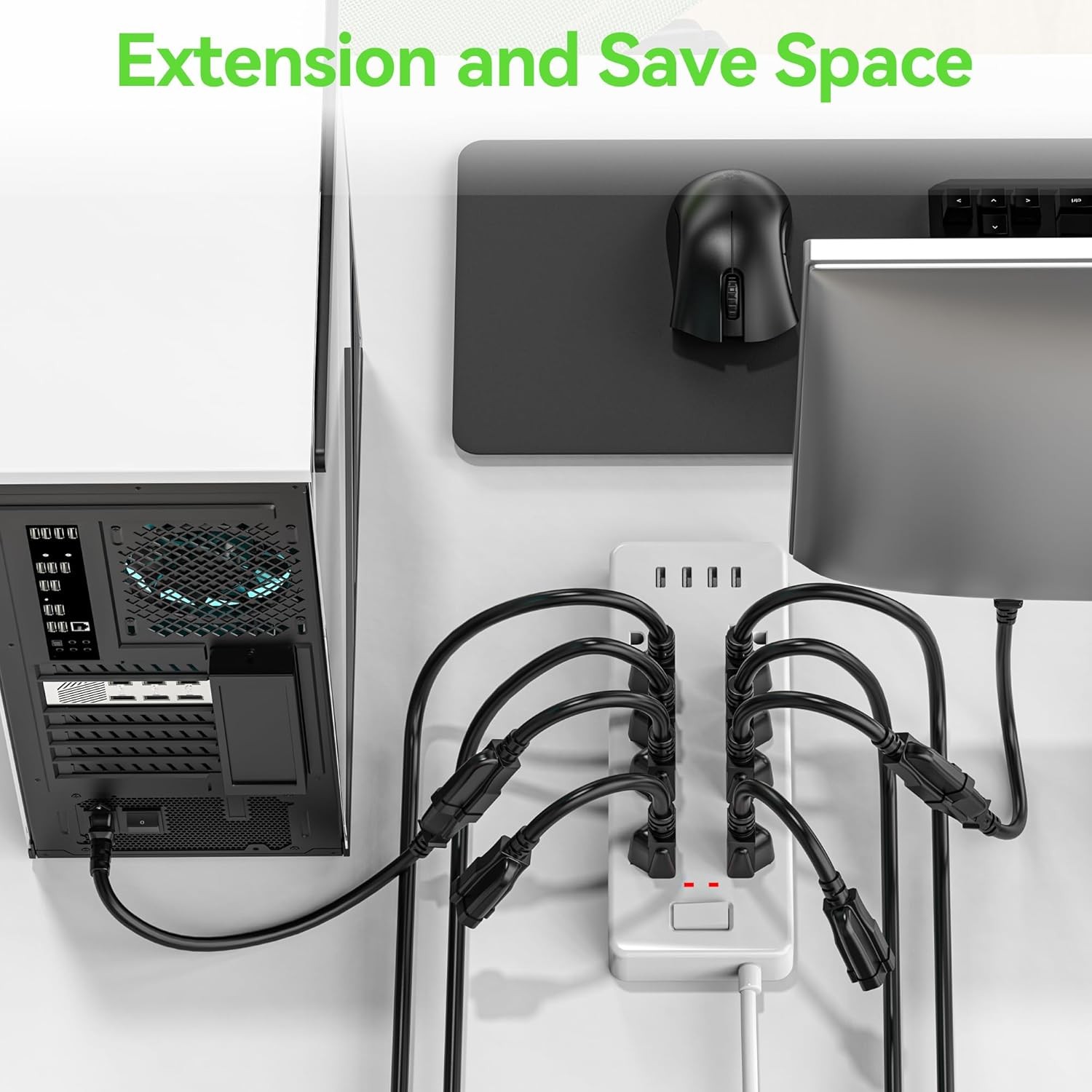 Power Extension Cord 10FT 3 Prong Grounded Electric Extension Cable Outlet Saver